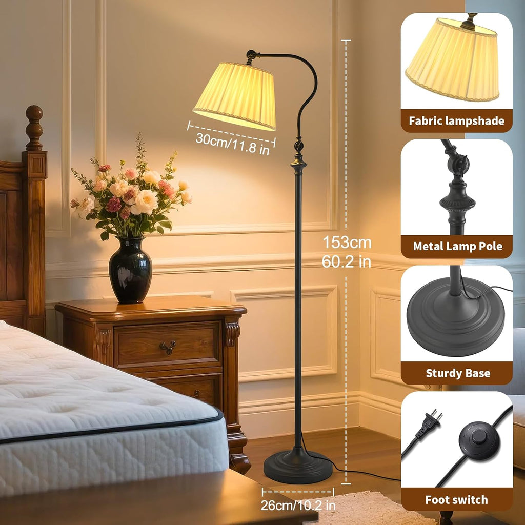 Floor Lamp with Fabric Shade,12W Smart Remote and Bluetooth Dimmable, Standing Lamps for Living Room Corner Bedroom Bedside Farmhouse…
