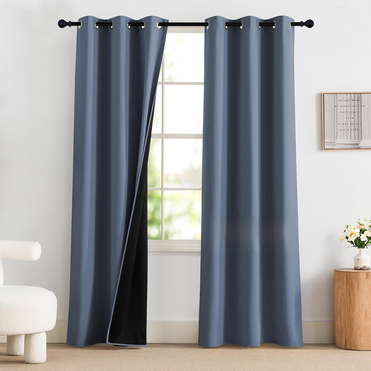 NICETOWN Bedroom Curtains 84 Inches Length, 100% Blackout Drapes Thermal Insulated with Grommet for Living Room Office Privacy Darkening…
