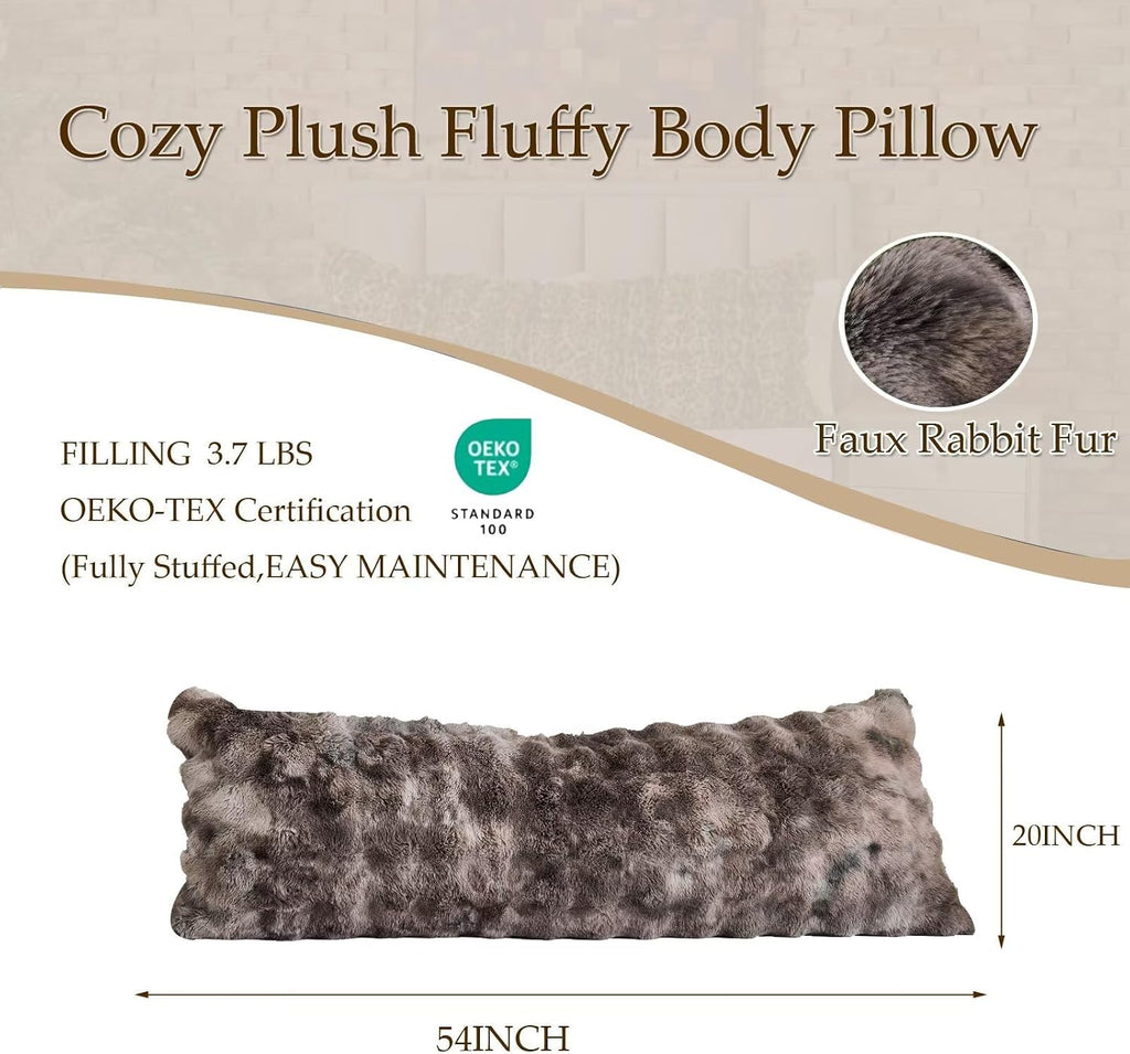 Animebody Luxury Shaggy Faux Fur Body Pillow, Fluffy Bed Pillow with Zipper Closure, Soft Decorative Plush Full Long Pillows, Fuzzy Hug Pillow…