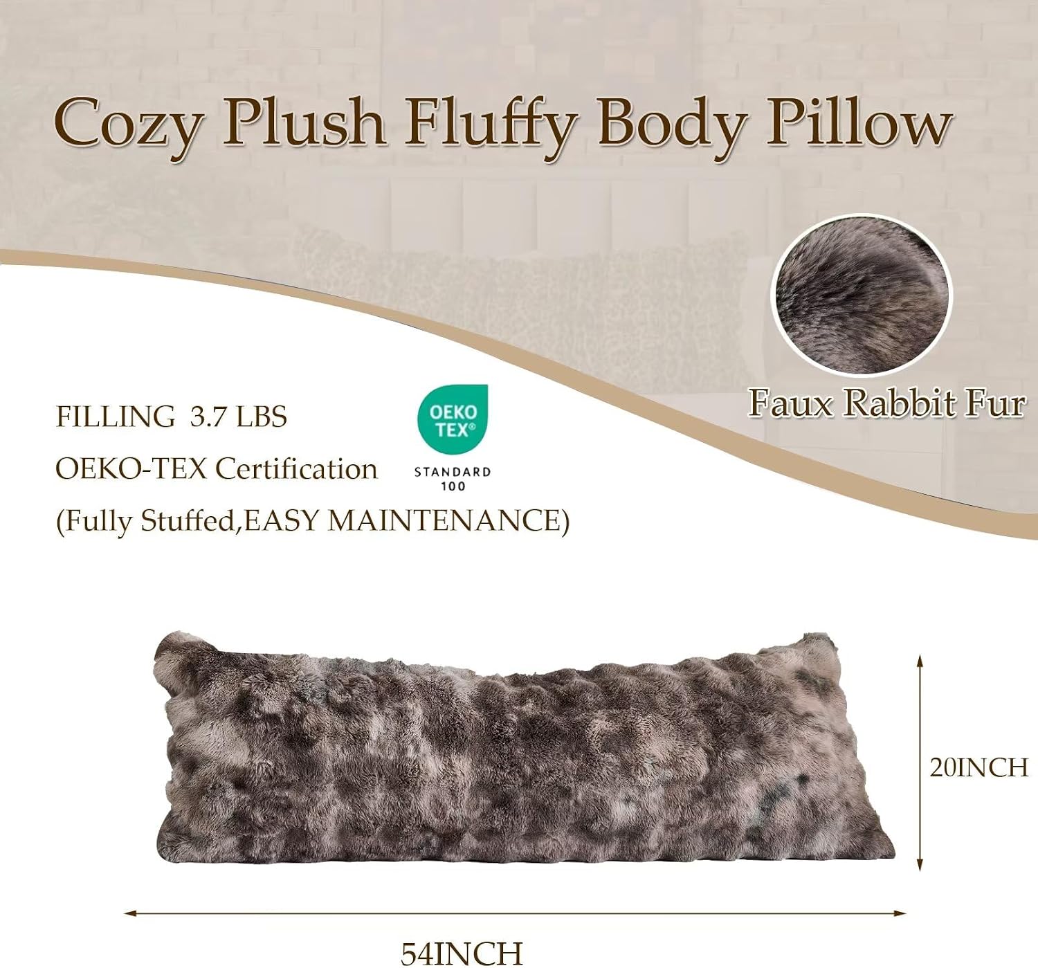 Animebody Luxury Shaggy Faux Fur Body Pillow, Fluffy Bed Pillow with Zipper Closure, Soft Decorative Plush Full Long Pillows, Fuzzy Hug Pillow…