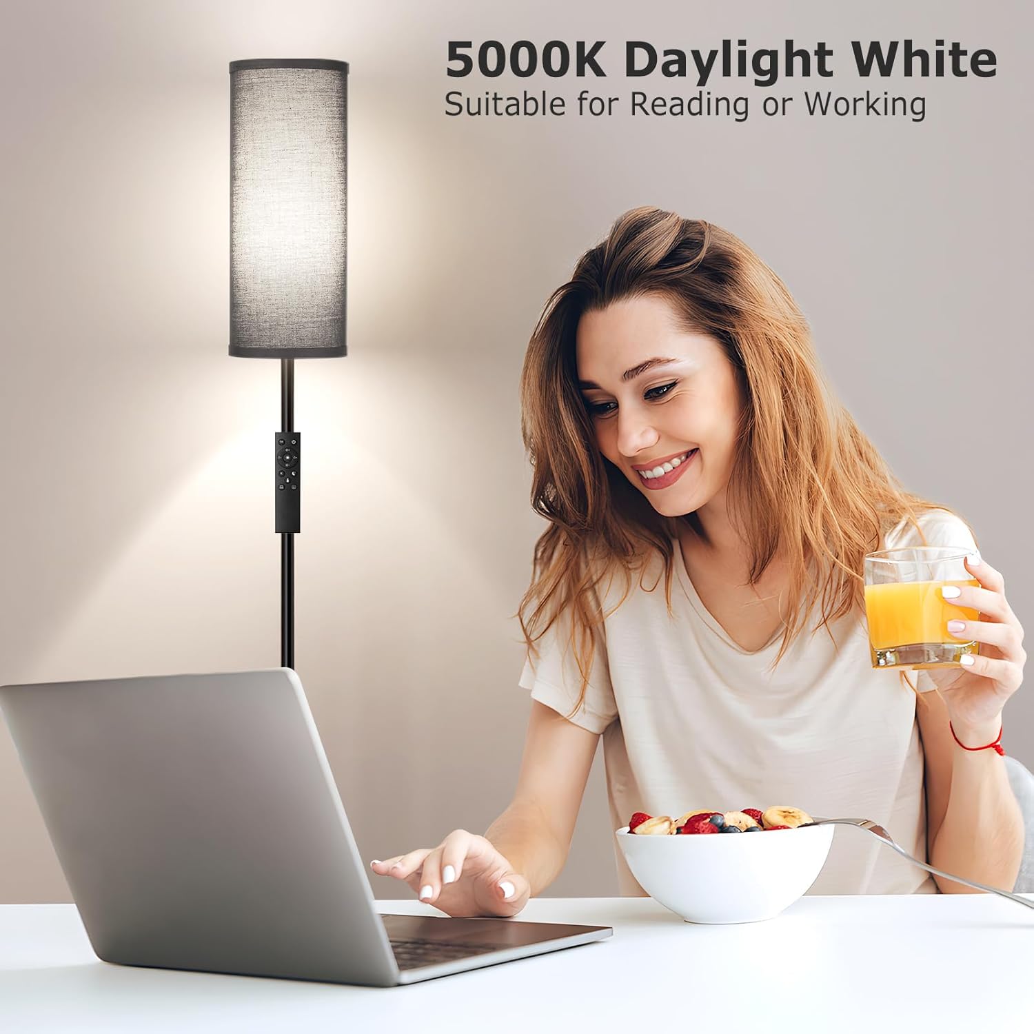 Ambimall 64'' Floor Lamps for Living Room with Remote Control and Stepless Dimmable Colors Temperature & Brightness, 9W Bulb…