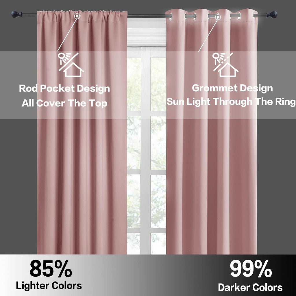 Rybhome RYB HOME Short Window Curtains for Kitchen, Room Darkening Rod Pocket Drapes Decorative Privcay Backdrops Thermal Shades for Home O…