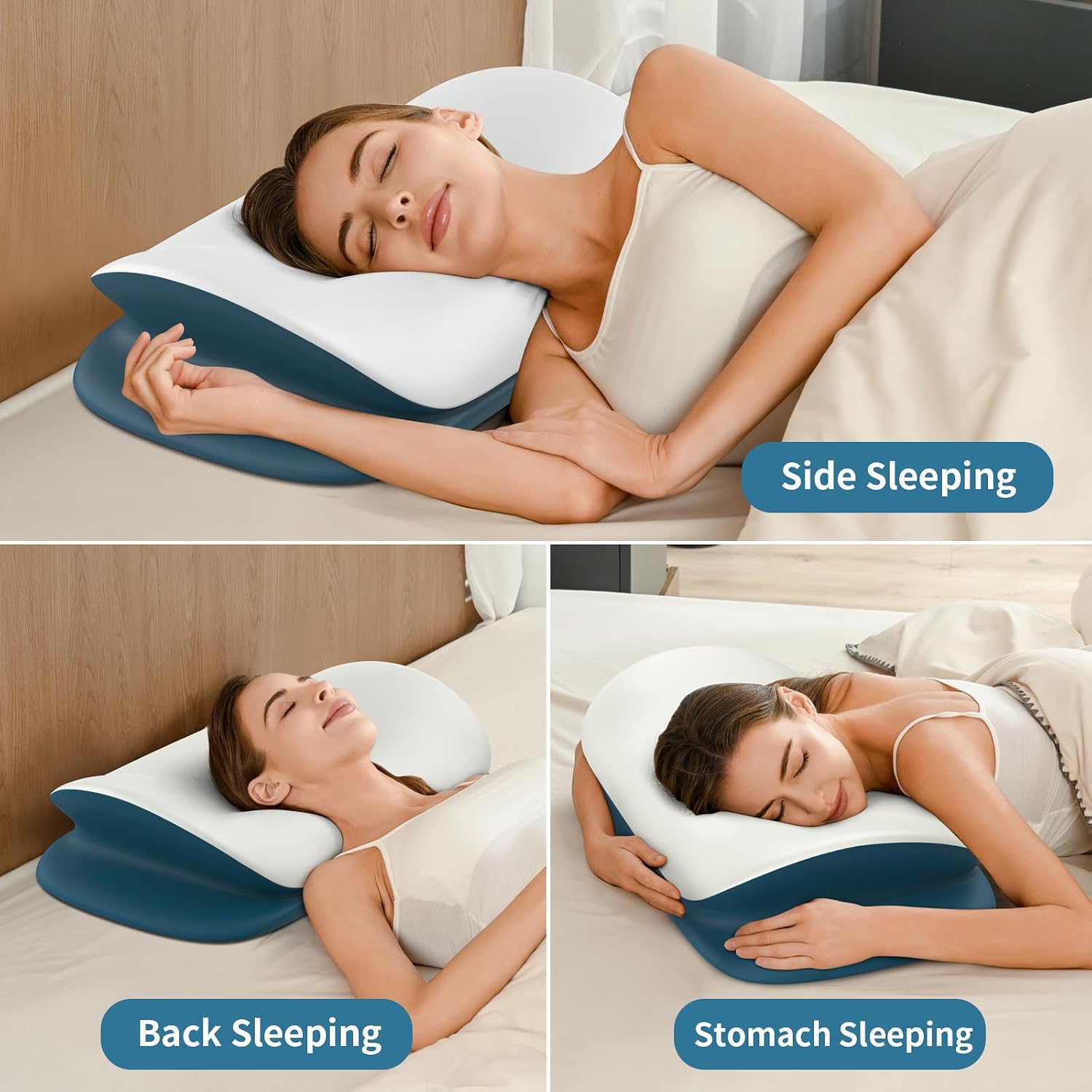 Olumoon Cervical Neck Pillow for - Ergonomic Memory Foam Contour Pillows for Side, Back & Stomach Sleepers, Cervical Pillow for Neck Suppor…