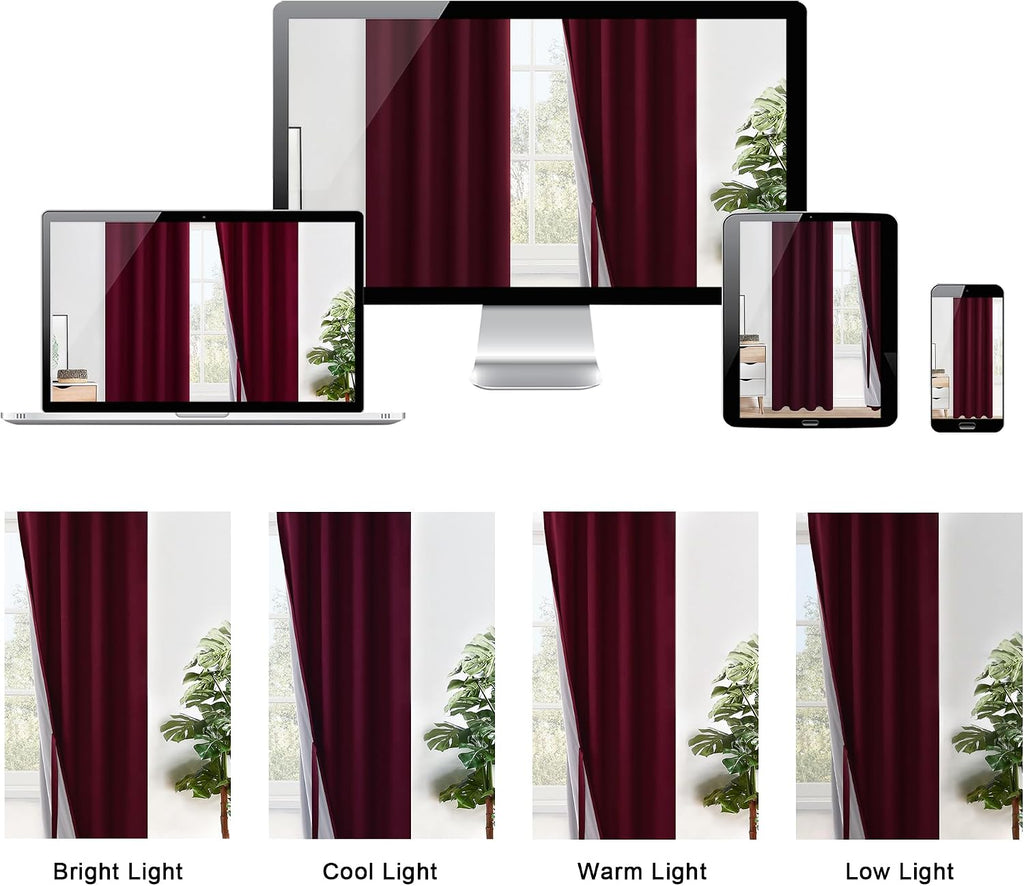 Xwzo 100% Blackout Window Curtains - Thermal Insulated & Noise Reduction Black Liner Ring Top Window Treatment Sewn with Tiebacks for Bedro…