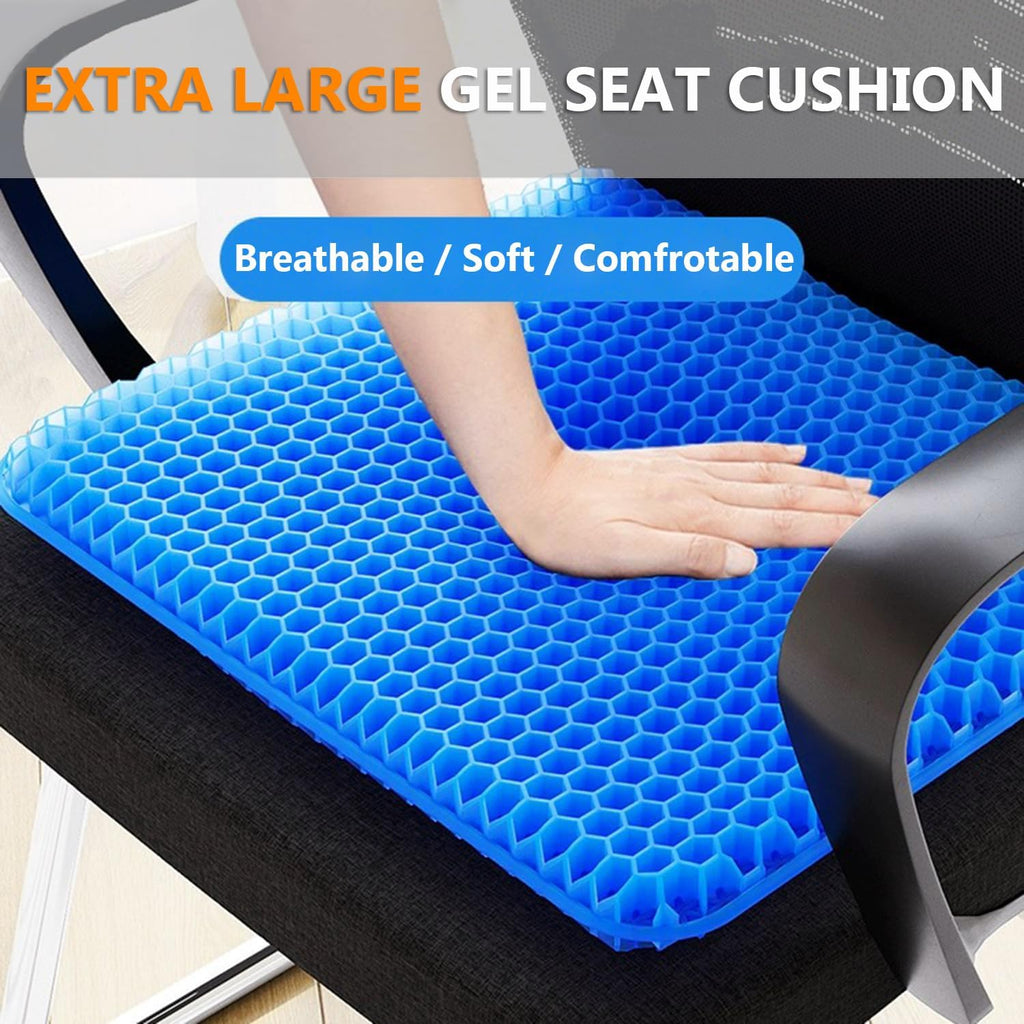 Helishy Gel Seat Cushion, Large Cooling Gel Cushion Breathable Honeycomb Chair Pads Gel Cushion with Non-Slip Cover for Home Office Chair C…