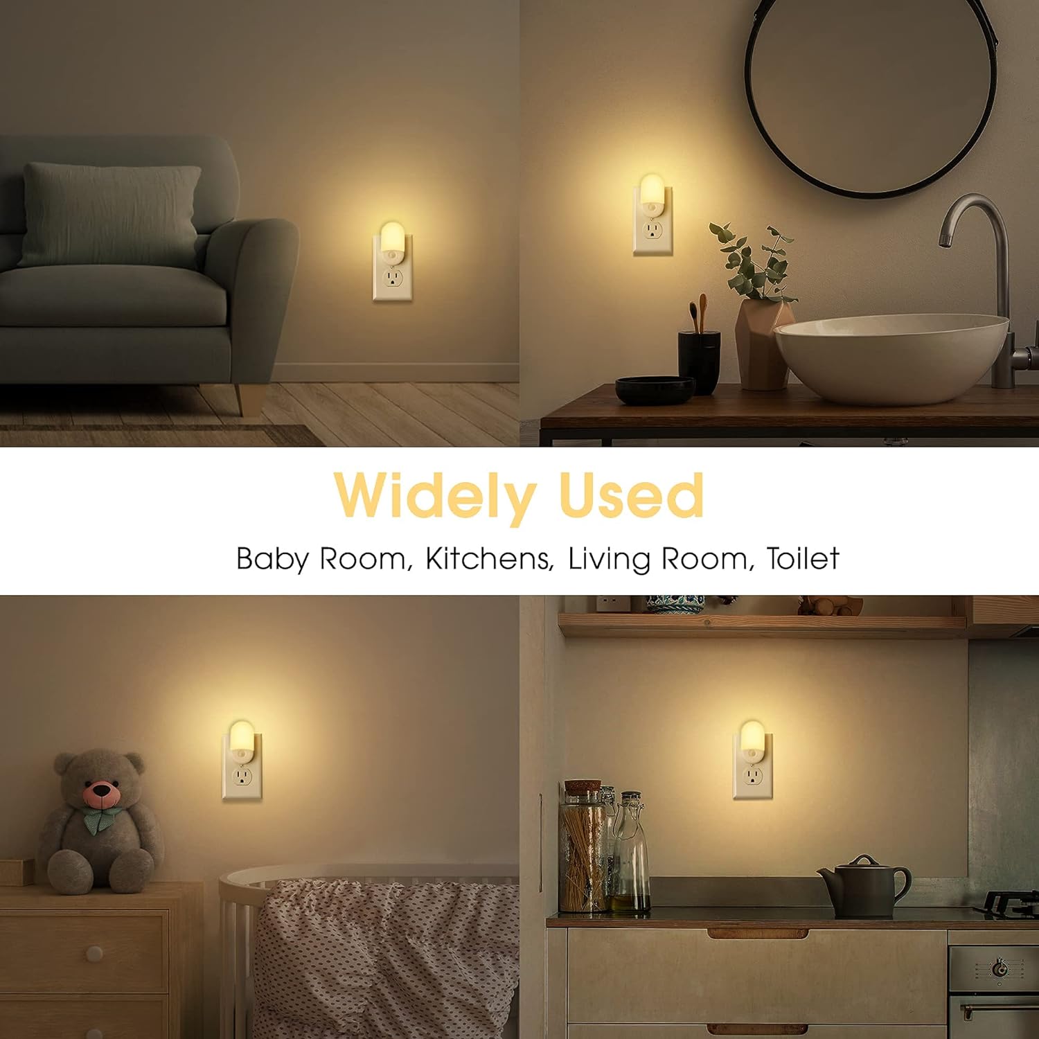 L LOHAS LED Night Lights Plug into Wall, [4 Pack] LED Night Light with Light Sensors, 30/60LM Nightlights for Kids Room, Soft White…