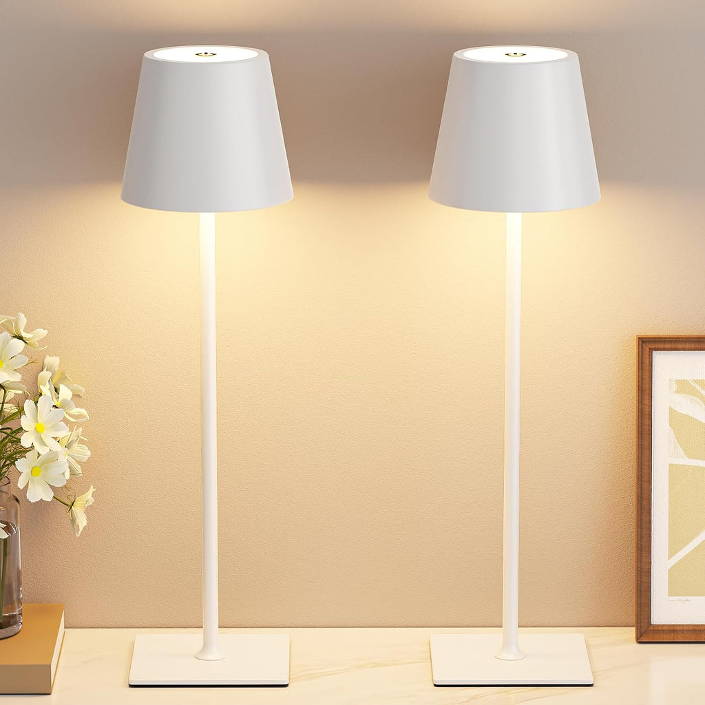 Kakanuo White Gold Cordless Rechargeable Table Lamp 5000mAh Battery Operated Lamps, 3 Colors Stepless Dimming Touch Lamp for Living Room…