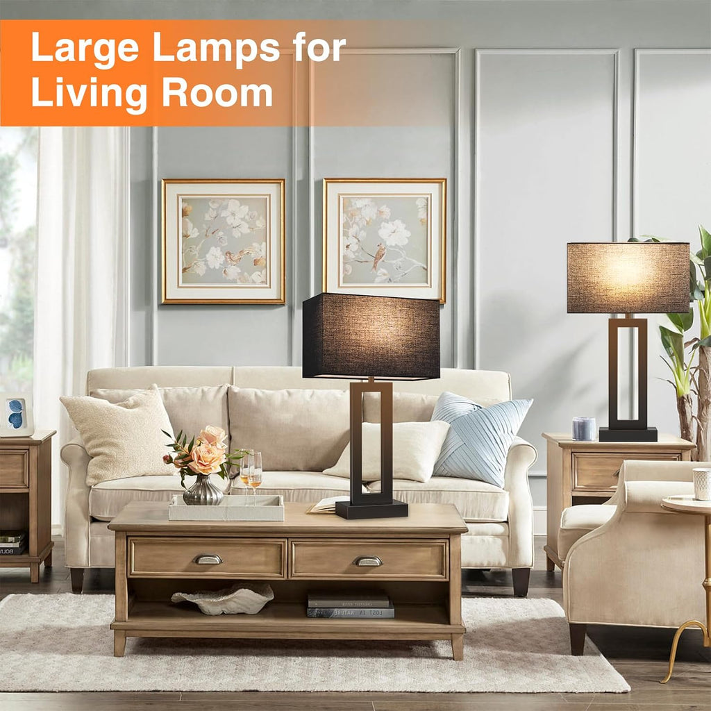 Seealle 22" Tall Living Room Lamps for Night Stands - Touch Bedside Lamp with USB C+A, 3 Way Dimmable Bedroom Lamps for End Tables Set of…