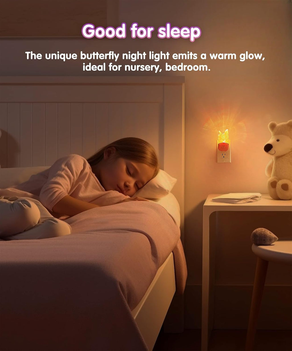 L LOHAS LED Kids Night Light, Butterfly Night Light for Kids, Dusk to Dawn Night Lights, RGB+Soft White 3000K, Nightlight for Girls Room…