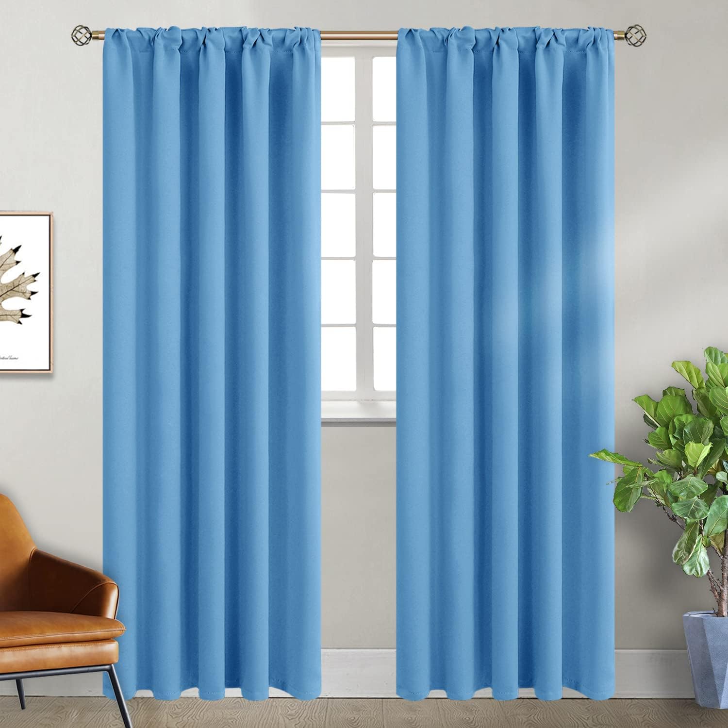 BGment Rod Pocket and Back Tab Curtains for Bedroom - Thermal Insulated Room Darkening Curtains for Living Room, 2 Window Curtain Panels (4…