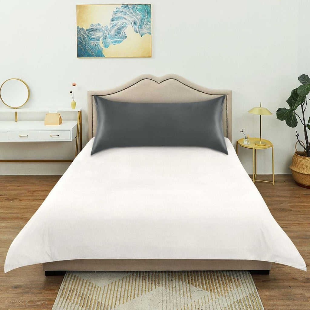 Gray Color Pillow Covers Silk Pillowcase for Hair and Skin with Envelope Closure Satin Pillowcase King Size Pillow Case for Bedroom Women…
