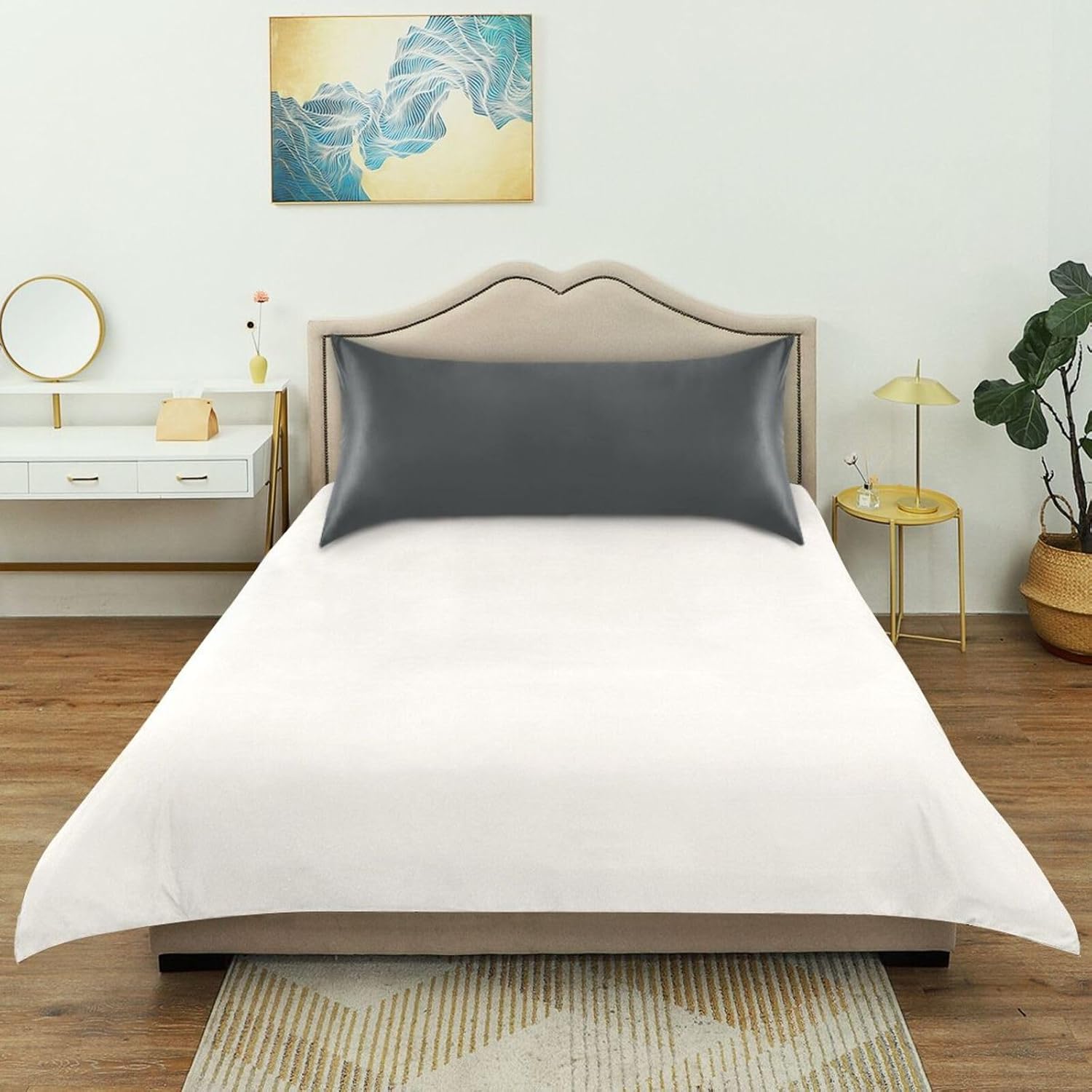 Gray Color Pillow Covers Silk Pillowcase for Hair and Skin with Envelope Closure Satin Pillowcase King Size Pillow Case for Bedroom Women…