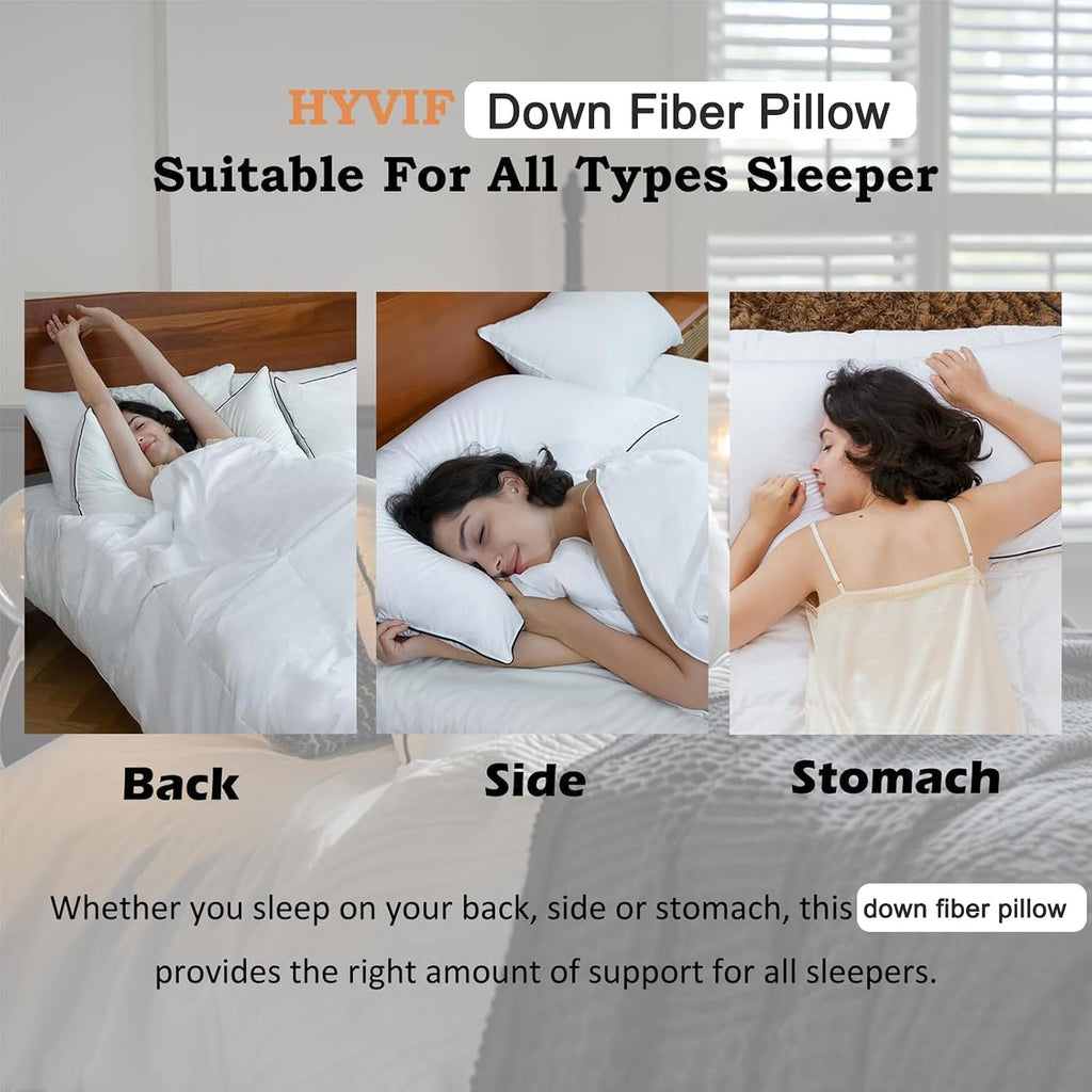 Down Pillows Queen Size Set of 2, Luxury Hotel Collection Fluffy Support Surround Bed Pillows for Sleeping, Cotton Cover, Supportive Down…