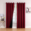 ChrisDowa 100% Blackout Curtains 90 inch Long for Bedroom with Black Liner, 2 Thick Layers Total Blackout Thermal Insulated Grommet Long Wi…