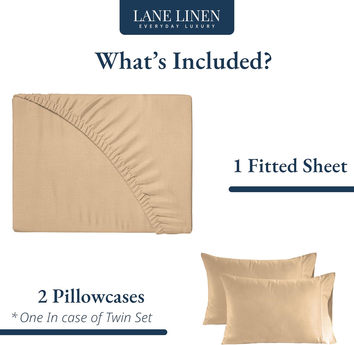 LANE LINEN Fitted Sheet Full Size, 100% Organic Cotton, 3Pc Set (1 Fitted Sheet, 2 Pillowcases), Percale Weave, Full Bed Fitted Sheets…