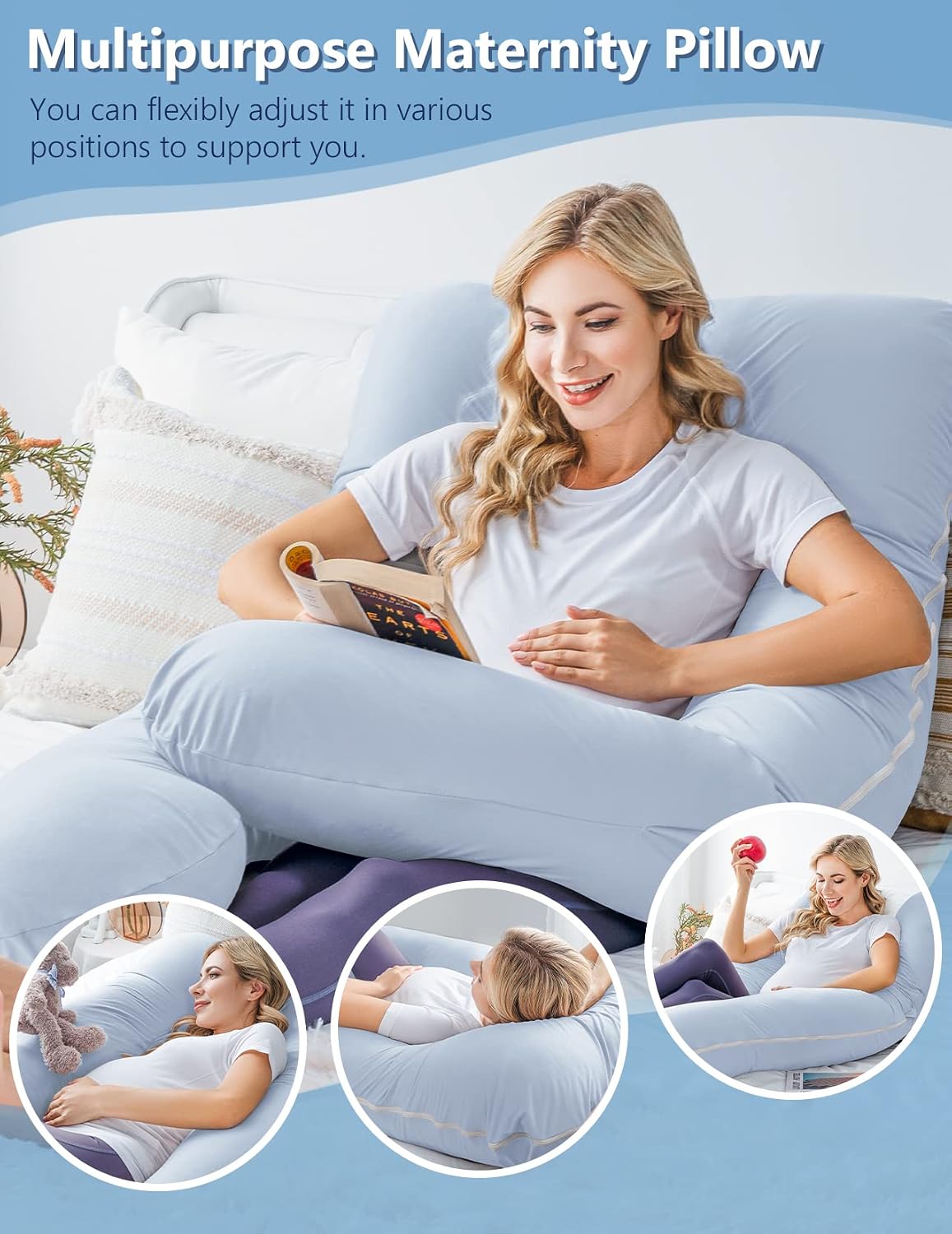 Meiz Pregnancy Pillow, Cooling Pregnancy Pillows for Sleeping, Maternity Pillow for Pregnant Women, Pregnancy Body Pillow with Cooling Jers…