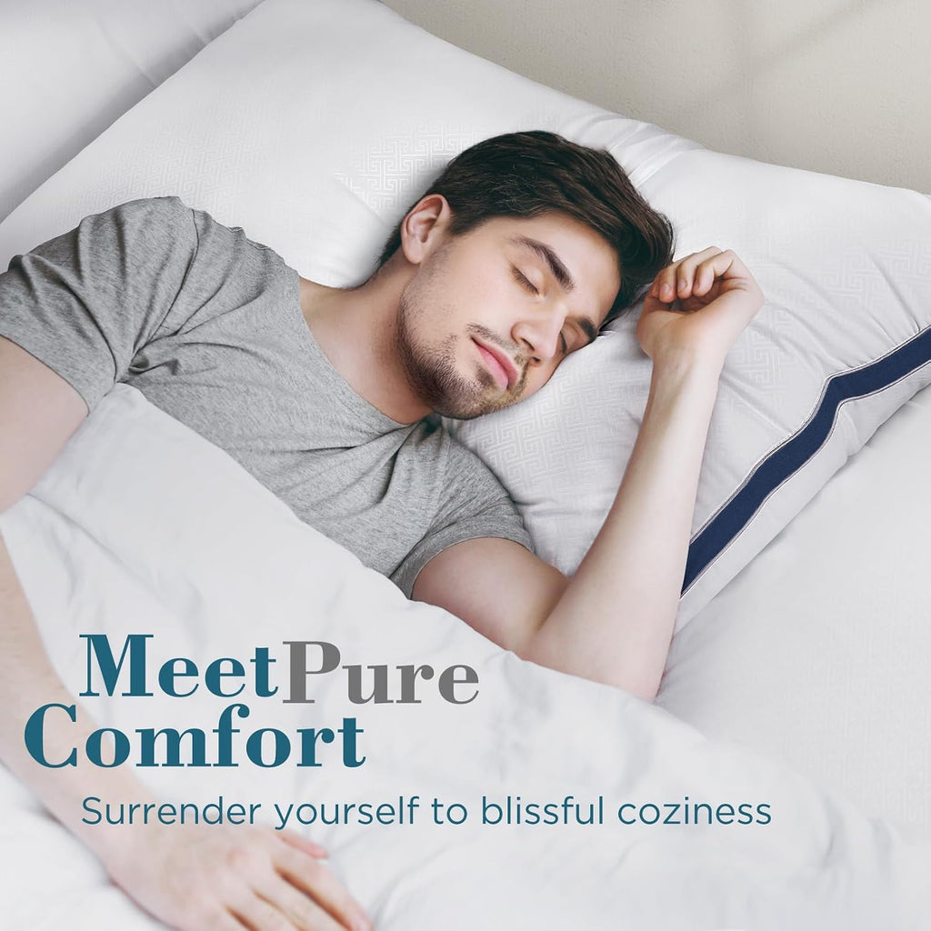 viewstar Bed Pillows King Size Set of 2, Firm Support Down Alternative Gusseted Pillows for Side, Back, or Stomach Sleepers, Navy