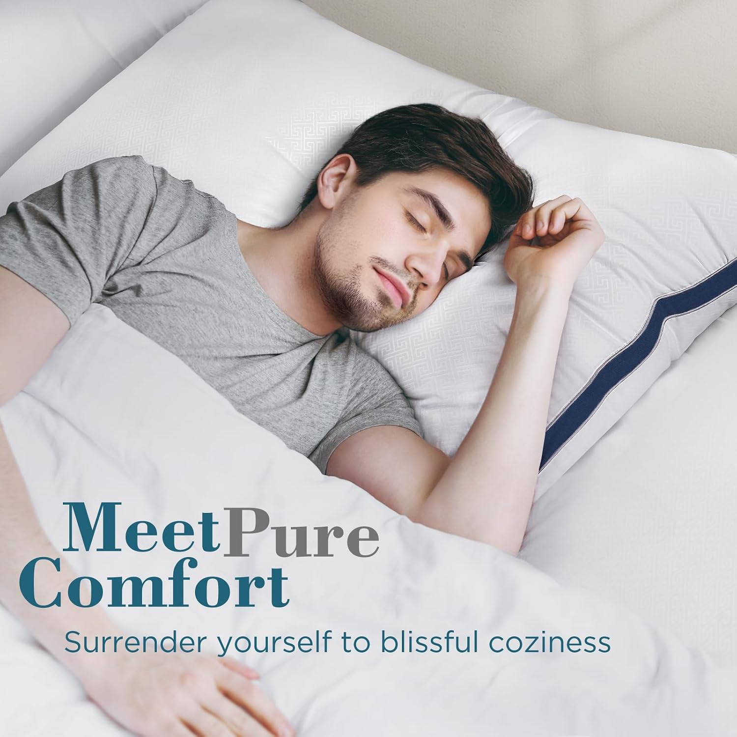 viewstar Bed Pillows King Size Set of 2, Firm Support Down Alternative Gusseted Pillows for Side, Back, or Stomach Sleepers, Navy