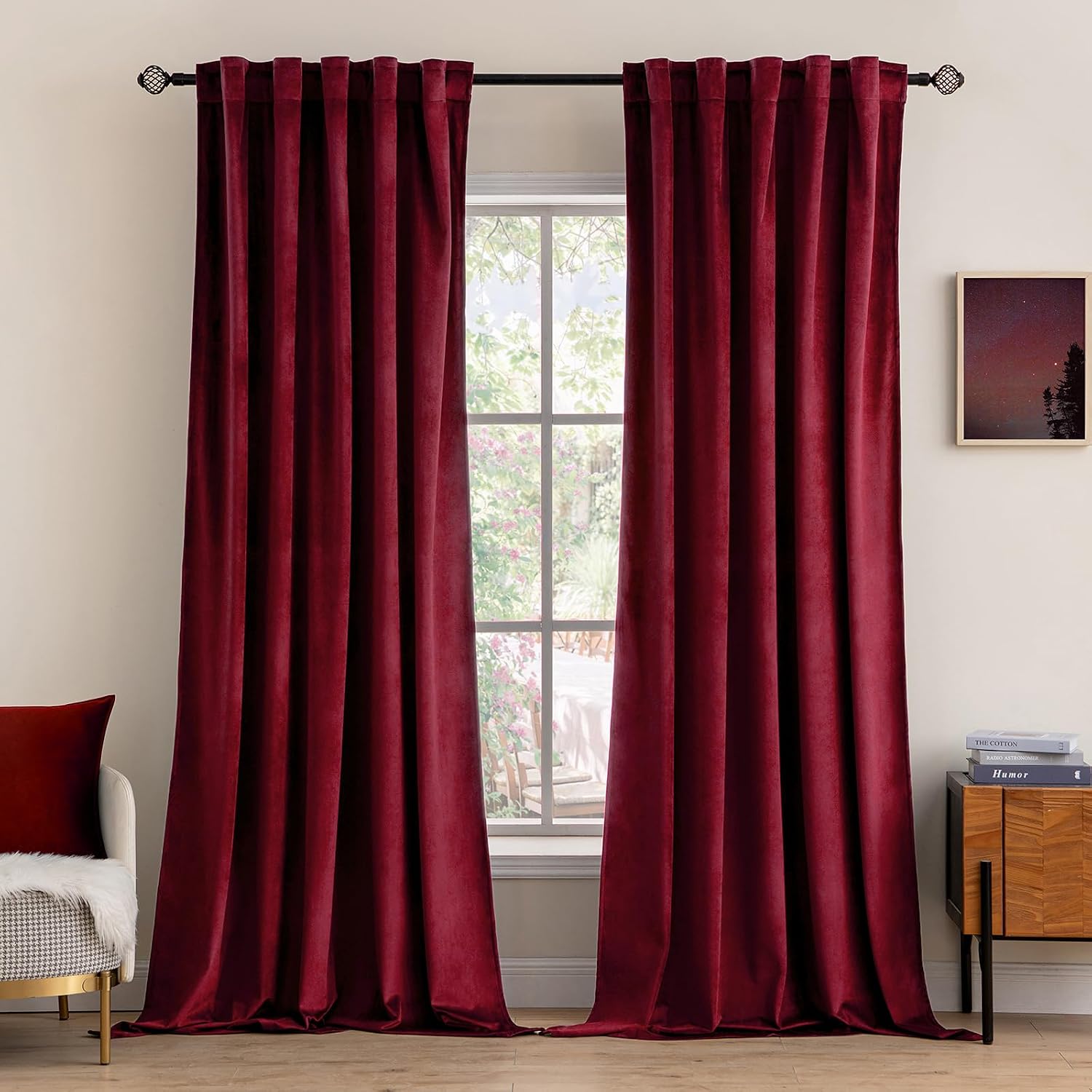 Miulee Velvet Curtains 96 inches 2 Panels - Luxury Blackout Curtains for Bedroom Living Room Thermal Insulated Super Soft Christmas Window…