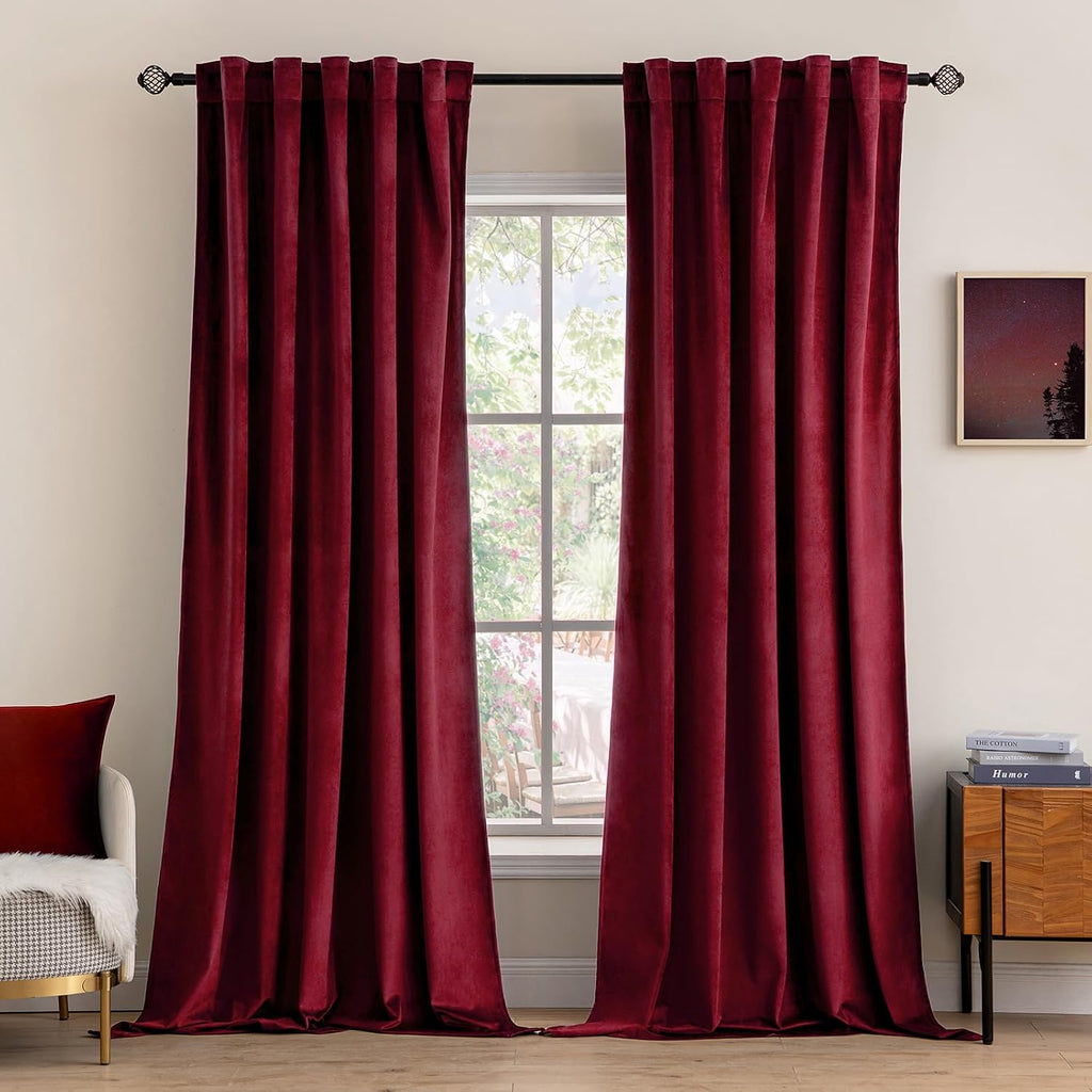 Miulee Velvet Curtains 108 inches Long 2 Panels - Luxury Blackout Curtains for Bedroom Living Room Thermal Insulated Super Soft Christmas D…