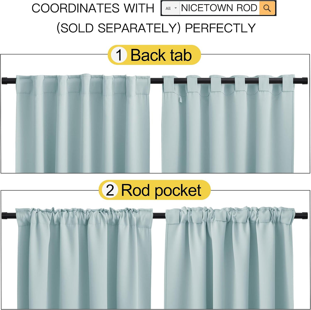 NICETOWN Blackout Window Curtains for Camper - (Sky Blue Color) 42x40 Inch, 2 Panels Set, Thermal Insulated Room Darkening Blackout…