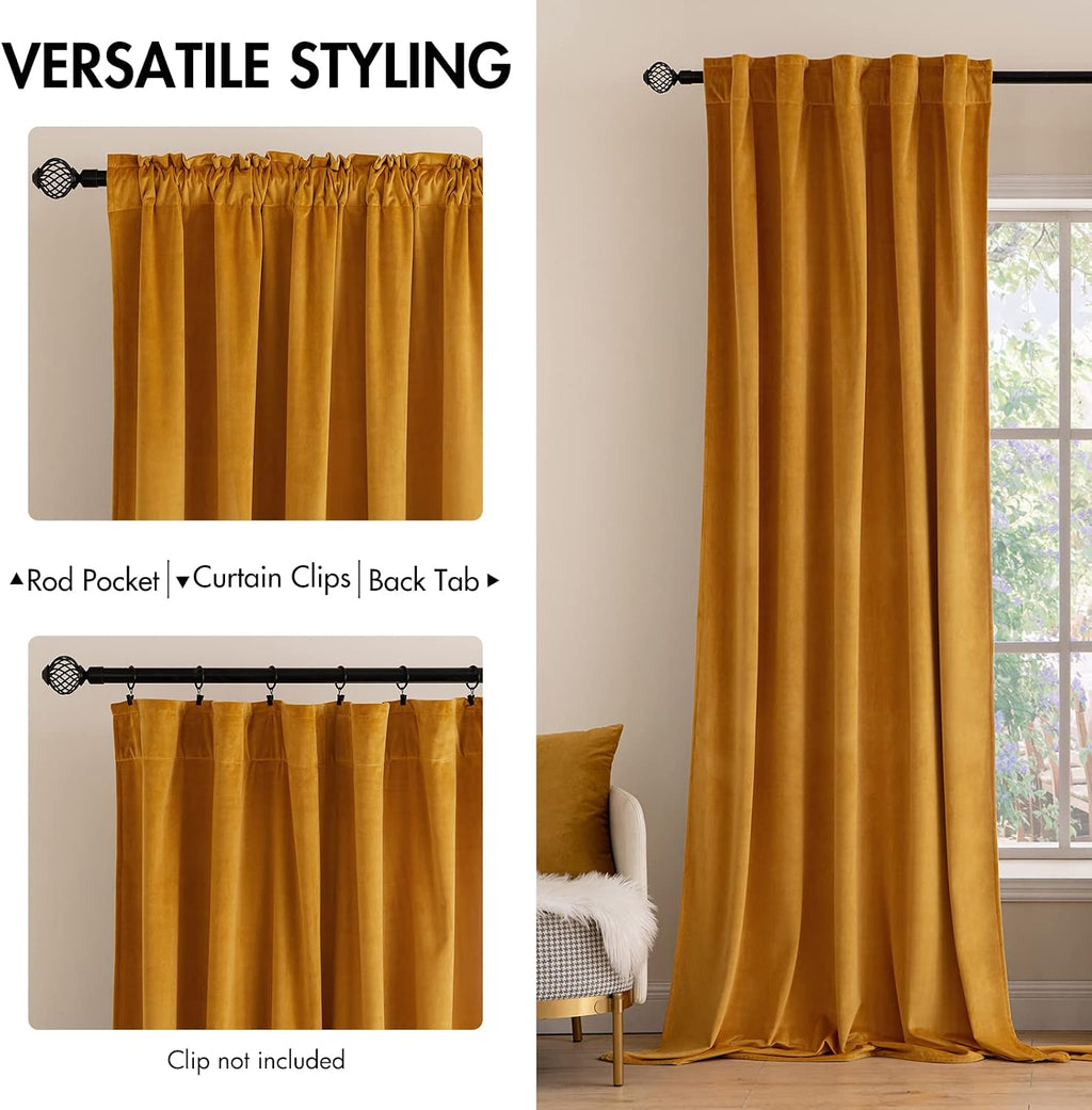 Miulee Velvet Curtains 108 inches Long 2 Panels - Luxury Blackout Curtains for Bedroom Living Room Thermal Insulated Fall Decor Super Soft…