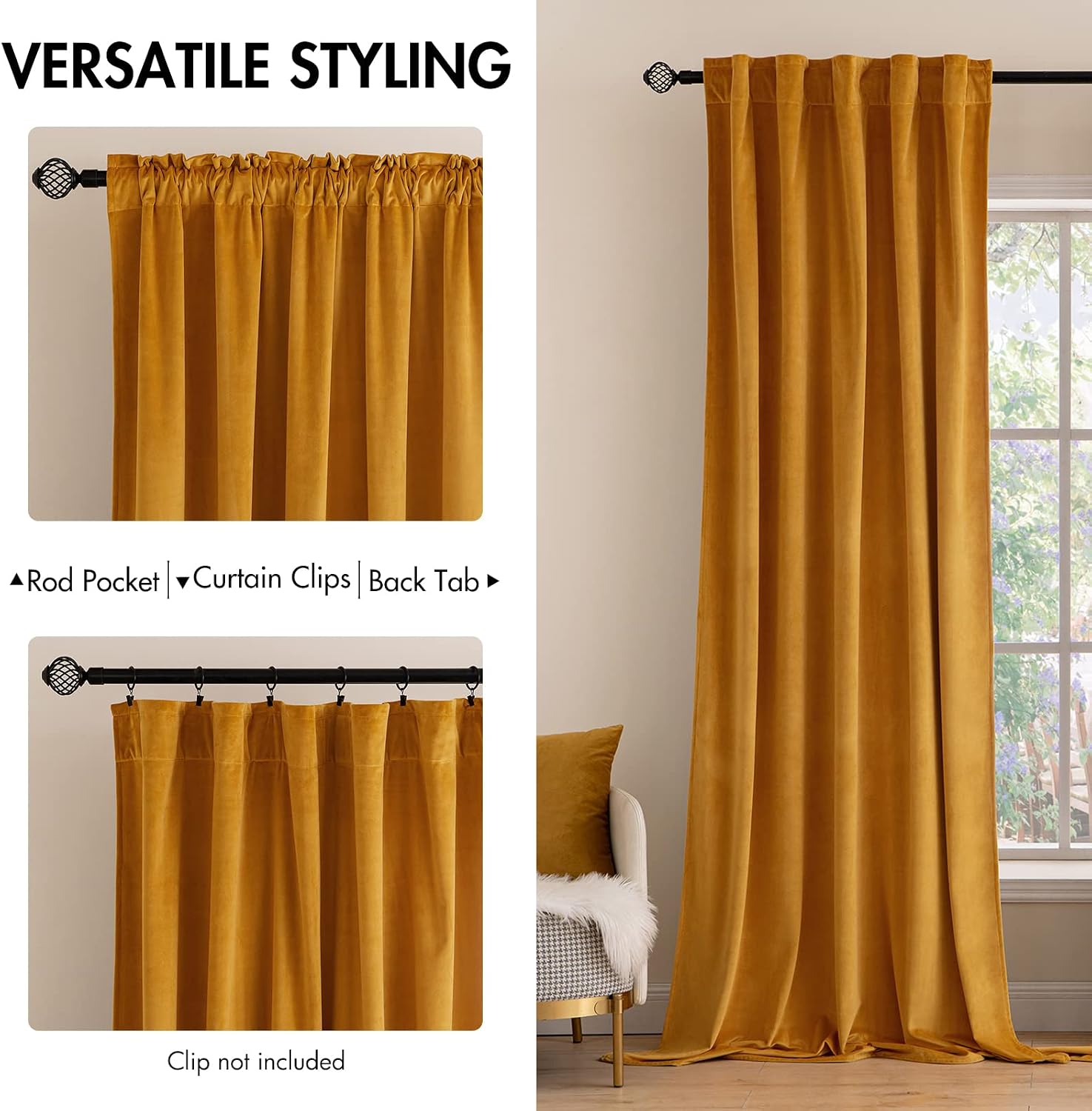 Miulee Velvet Curtains 108 inches Long 2 Panels - Luxury Blackout Curtains for Bedroom Living Room Thermal Insulated Fall Decor Super Soft…