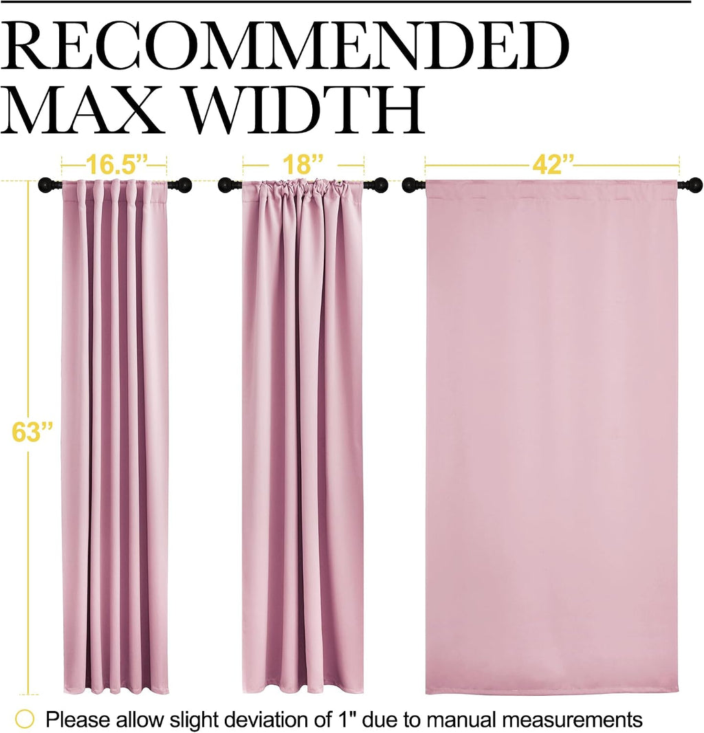 NICETOWN Blackout Curtain Panels for Living Room - (Rouge Pink Color) 42x63 Inch, 2 Panels Set, Thermal Insulated Room Darkening Blackout…