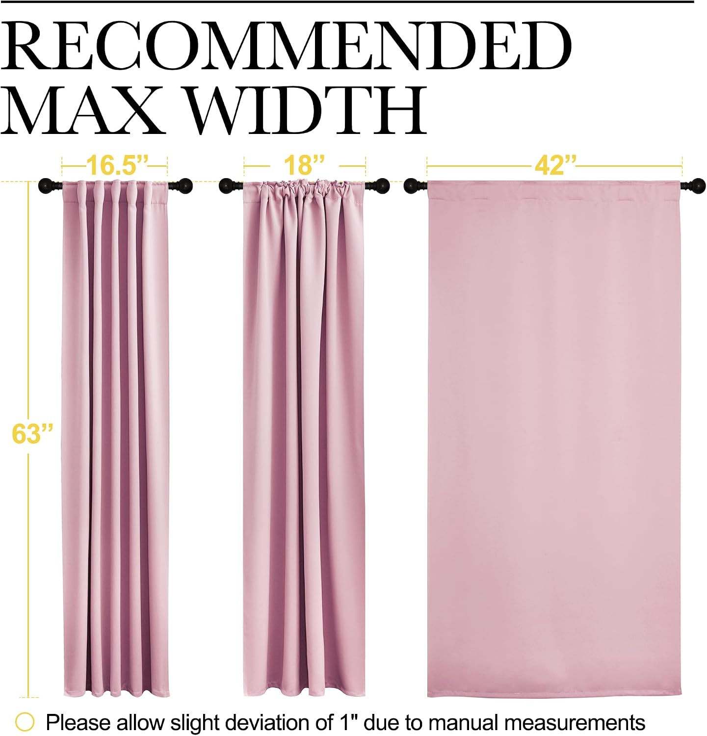 NICETOWN Blackout Curtain Panels for Living Room - (Rouge Pink Color) 42x63 Inch, 2 Panels Set, Thermal Insulated Room Darkening Blackout…