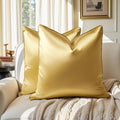 Homeideas Gold Decorative Throw Pillow Covers 20x20 Set of 2, Glossy Faux Silk Pillow Covers for Couch Sofa Bed Decor Luxury Euro Cushion C…