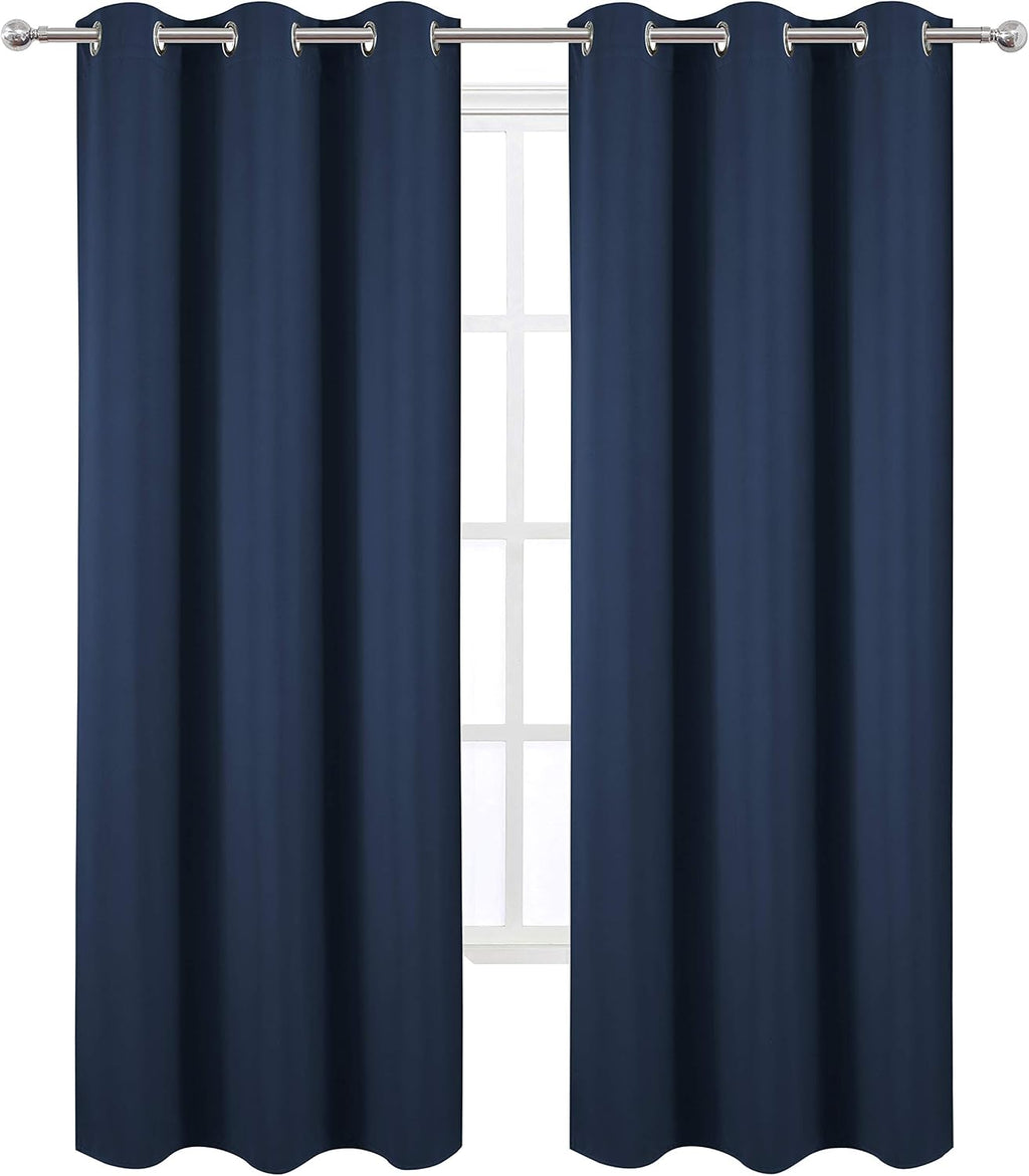 Lemomo Blackout Curtains 42 x 84 inch/Navy Curtains Set of 2 Panels/Thermal Insulated Room Darkening Bedroom Curtains 84 inch blue