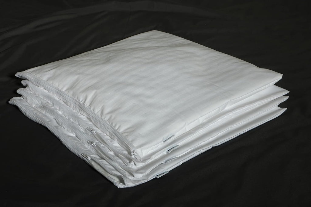 Kingnex 4 Pack Feather Proof Pillow Protectors 18x18 Waterproof Cover for Goose Down Square Throw Pillows