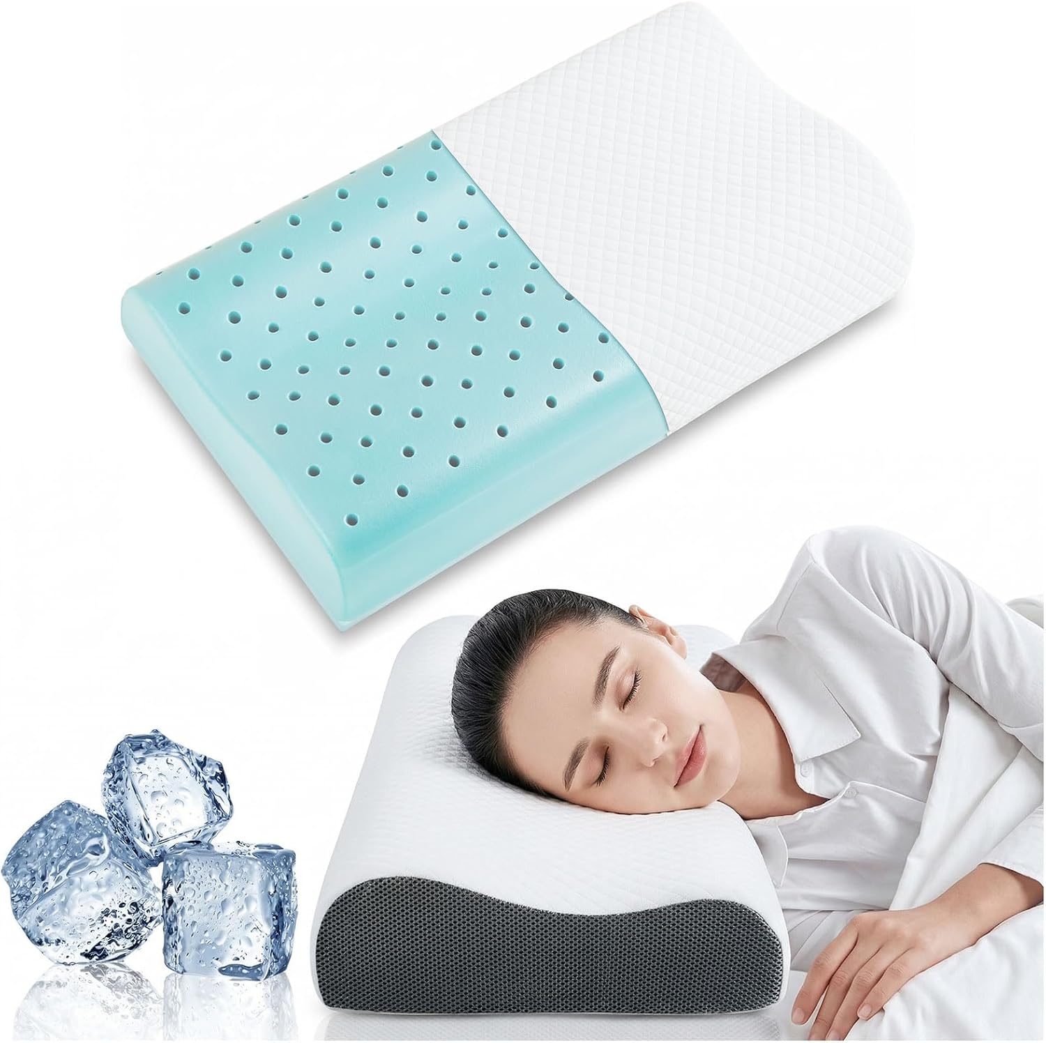 Memory Foam Cervical Pillow for Neck Support - Orthopedic Ergonomic Contour Pillow for Side Back Sleepers - Relatively Soft,150…