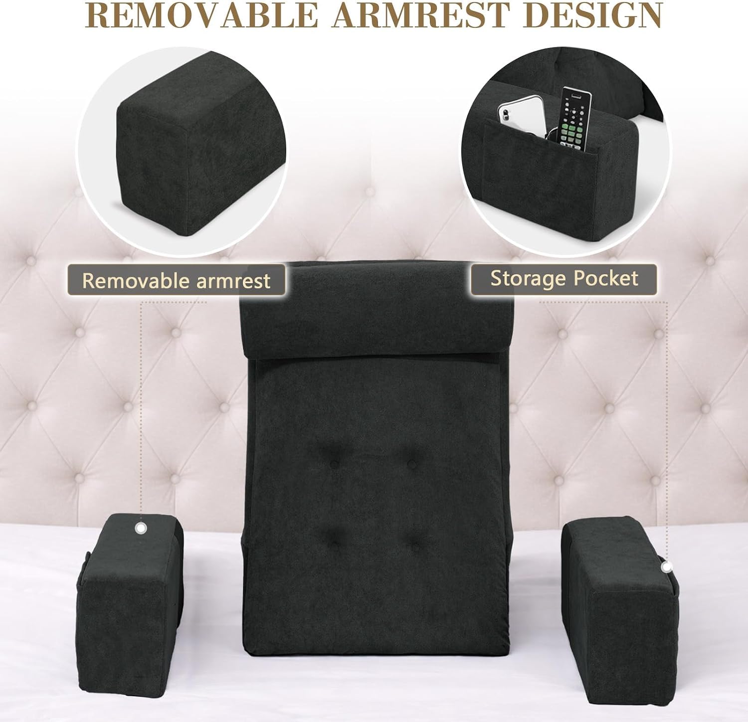 Tanyoo Back Pillow for Bed Sitting Up, Upright Pillows for Sleeping & Lumbar Relief, Dual-Layer Back Support Pillow with Adjustable Headres…