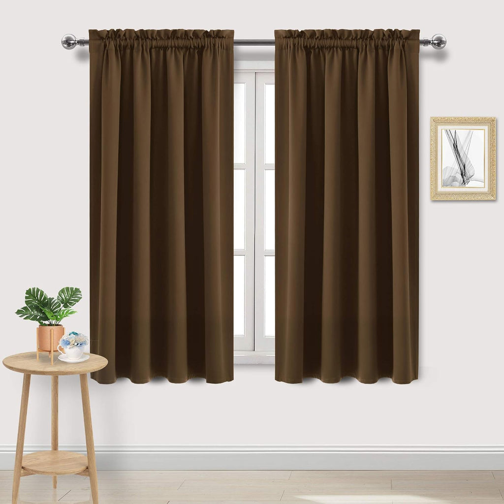 Dwcn Blackout Curtains Room Darkening Thermal Insulated Bedroom Curtains Window Curtain Panels, 52 x 63 inches Long, Set of 2 Brown Rod Poc…