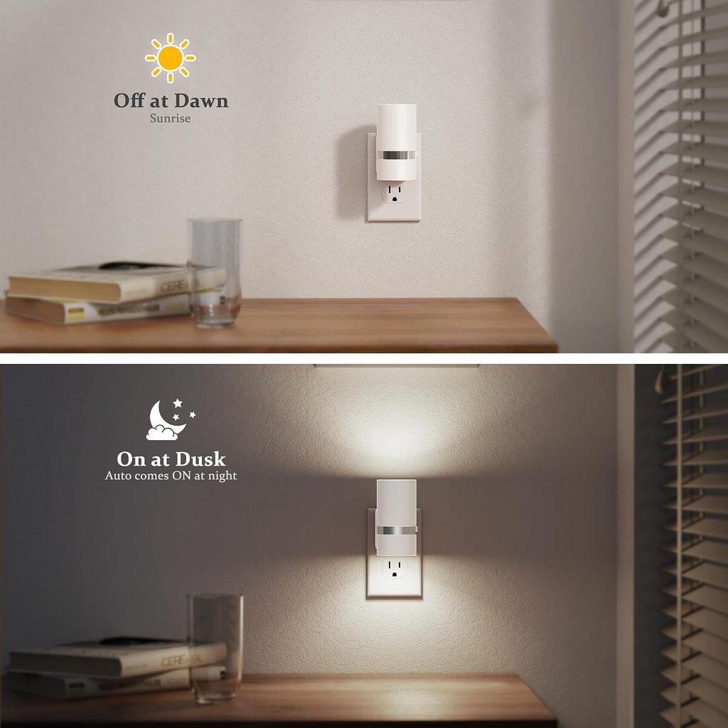 JandCase Night Lights Plug into Wall, Automatic Night Light with Dusk to Dawn, 2 Pack 5000K Daylight 0-100LM Dimmable Plug in LED…