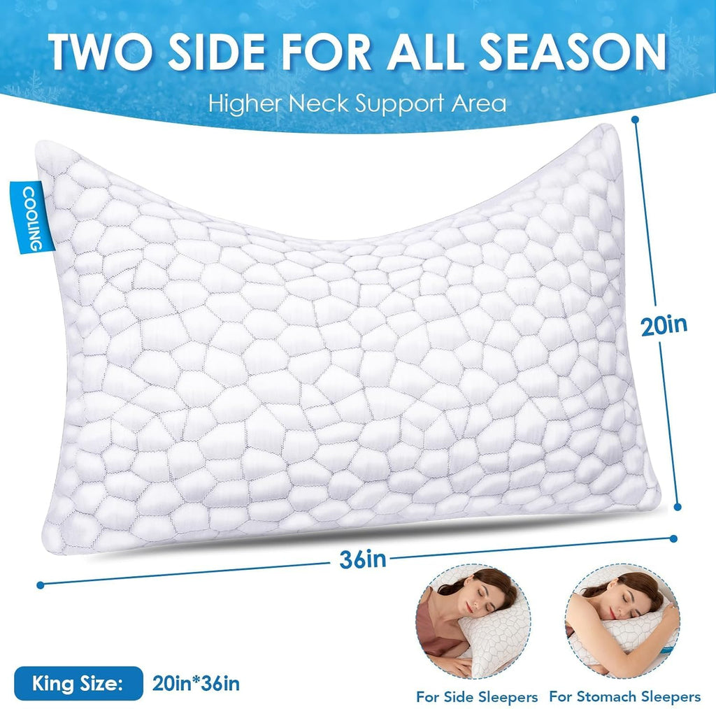 Supamodern Side Sleeper Pillow for Side and Back Sleepers -Cooling Cervical Neck Pillows for Neck and Shoulder, Adjustable Shredded Memory…