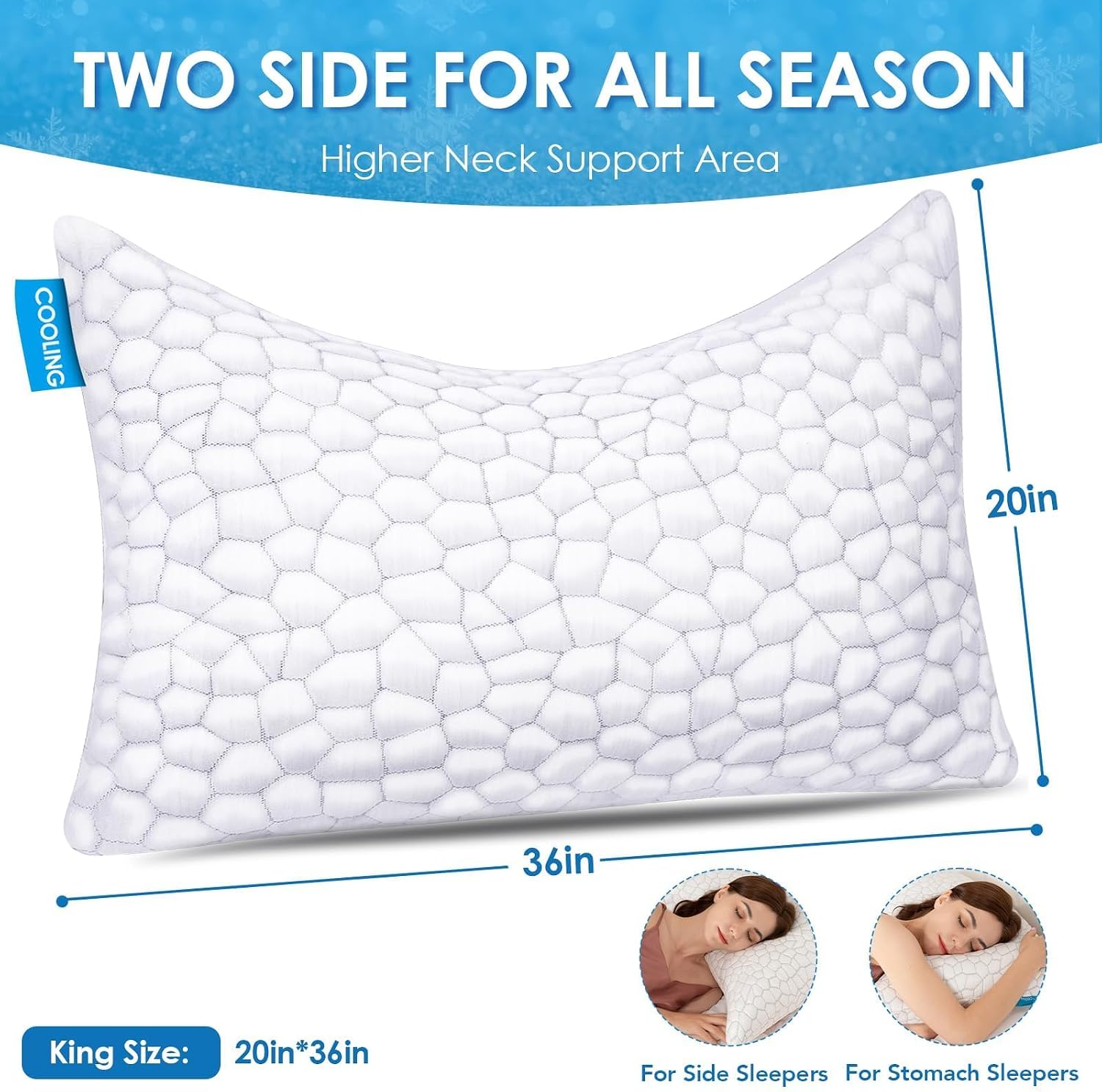 Supamodern Side Sleeper Pillow for Side and Back Sleepers -Cooling Cervical Neck Pillows for Neck and Shoulder, Adjustable Shredded Memory…