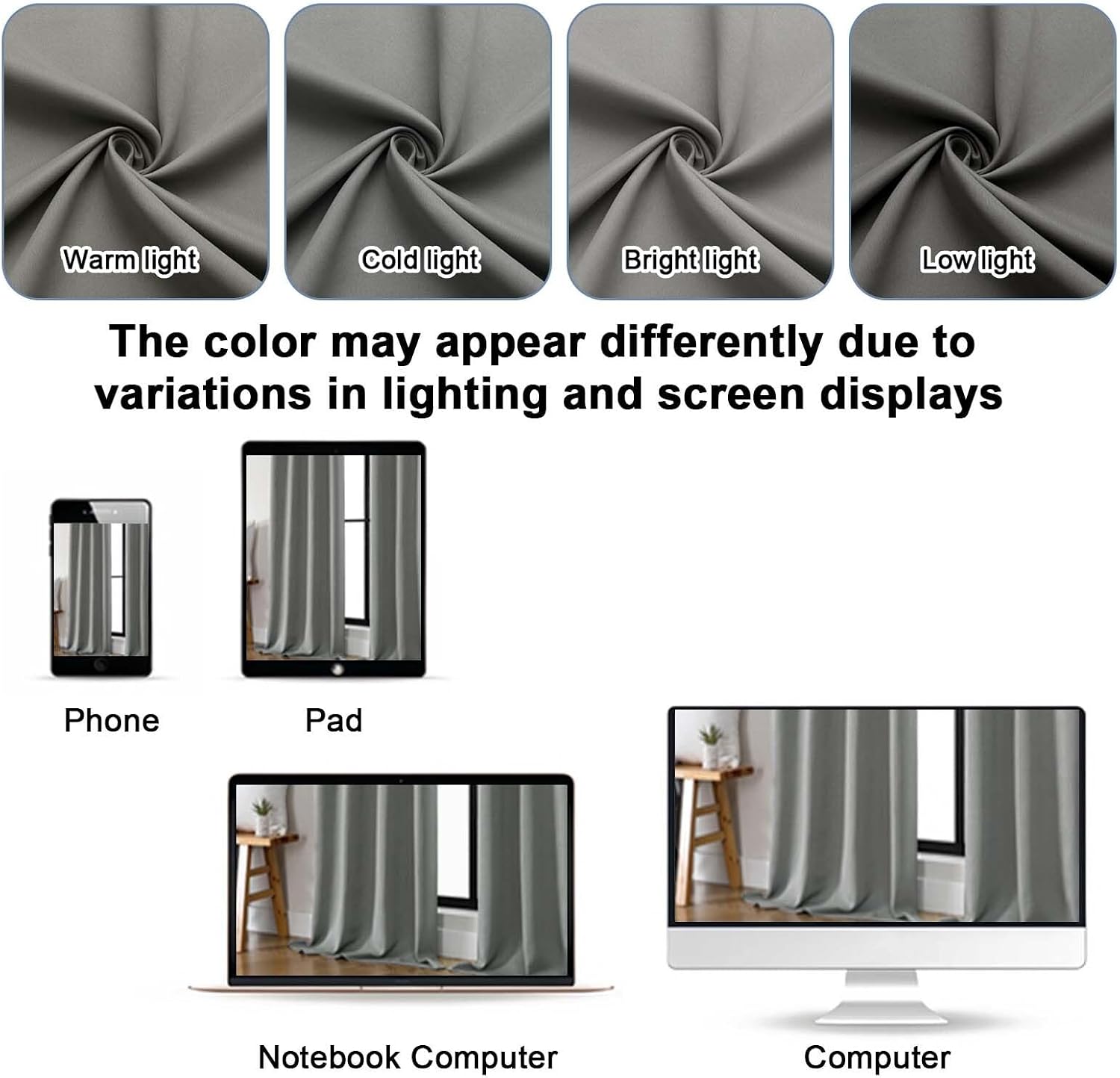 Gwine Light Grey Blackout Curtains for Bedroom 84 inches Long 2 Panels Set, Solid Noise Reducing Thermal Insulated Blackout Curtains for…