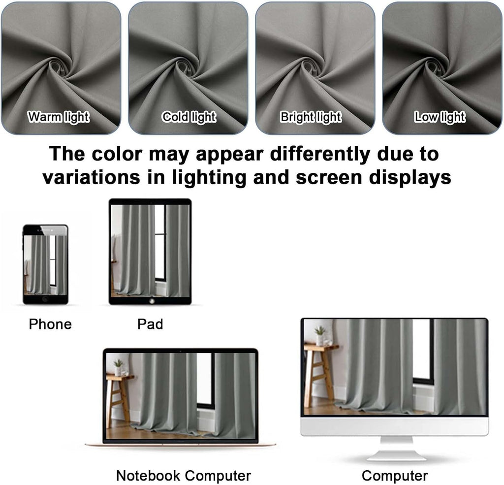 Gwine Light Grey Short Curtains 36 Inches Long, Small Half Window Curtains Thermal Insulated Room Darkening Blackout Curtain for Bathroom…
