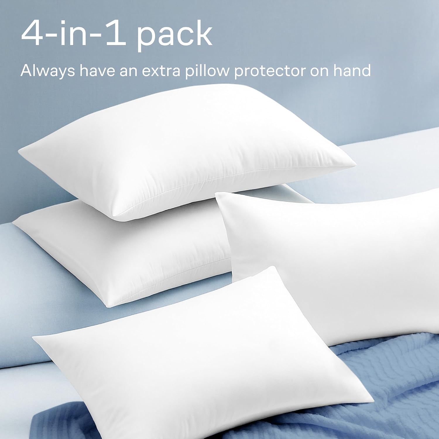NiagaraSleepSolution 100% Cotton 4-Pack Pillow Protectors with Zipper Queen Size – 100% Resistant to Stains, Dust & Dirt – Washable Covers…