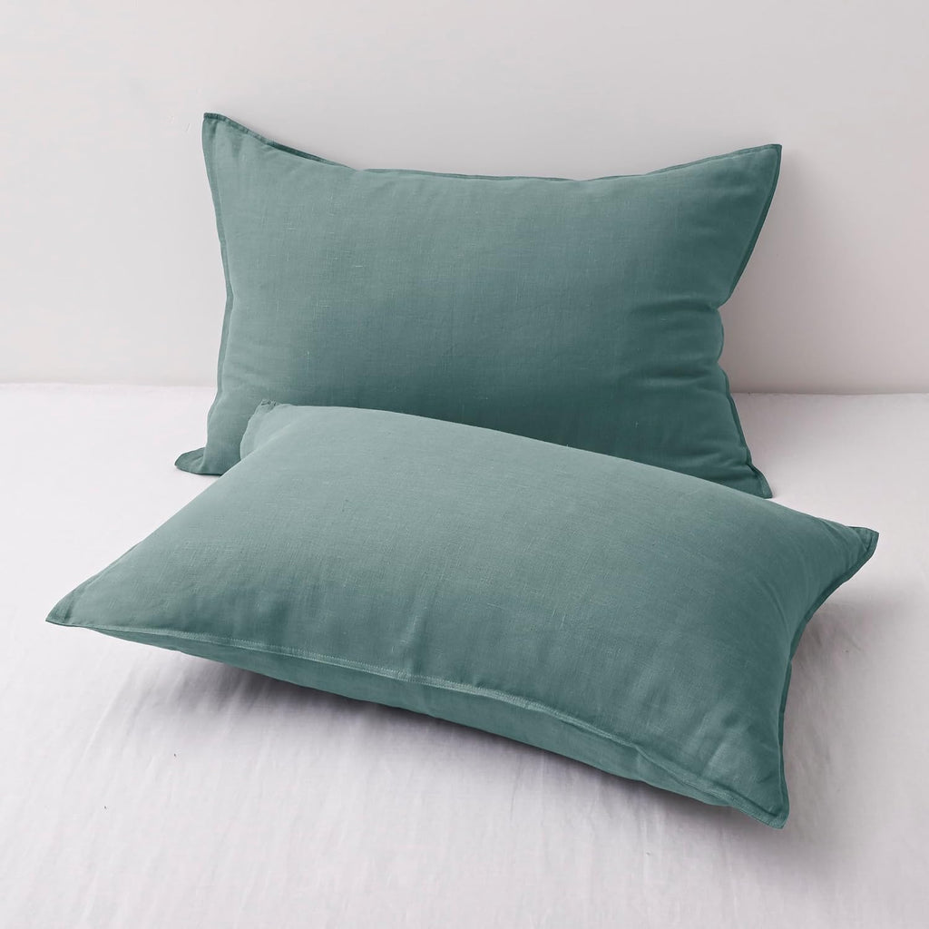 Chuffed Linen Pillow Cases 2 Pack 100% Linen Standard Pillowcases, Breathable and Cooling Washed Pillow Shams with Zipper Closure, 20x26 In…