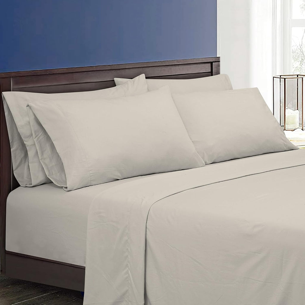 Royalelinens ROYALE LINENS 1500 Thread Count Cooling Sateen Poly/Cotton Sheet Set - 6 Piece Queen Bed Sheets - 1 Fitted, 1 Flat, 4 Pillow C…