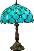 Tiffany Lamp Stained Glass Table Lamp Antique Bedside Desk Reading Light 3-Way Color LED Living Room Nightstand Light 12X12X19 Inches…