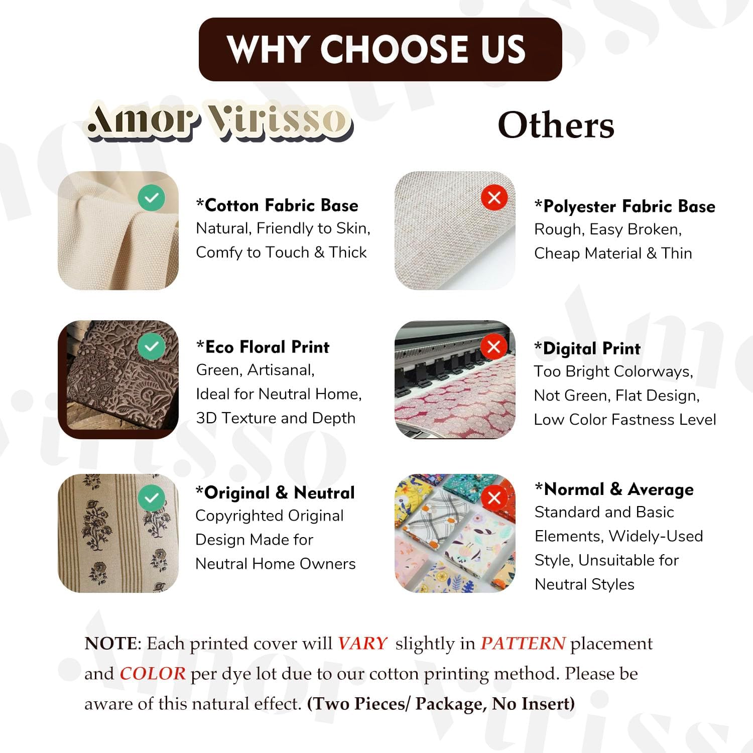 AffordableFloralPrintMaker Amor Virisso Floral Throw Pillow Covers 24x24 Set of 2 Block Print Pillow Covers Neutral Floral Striped Farmhous…