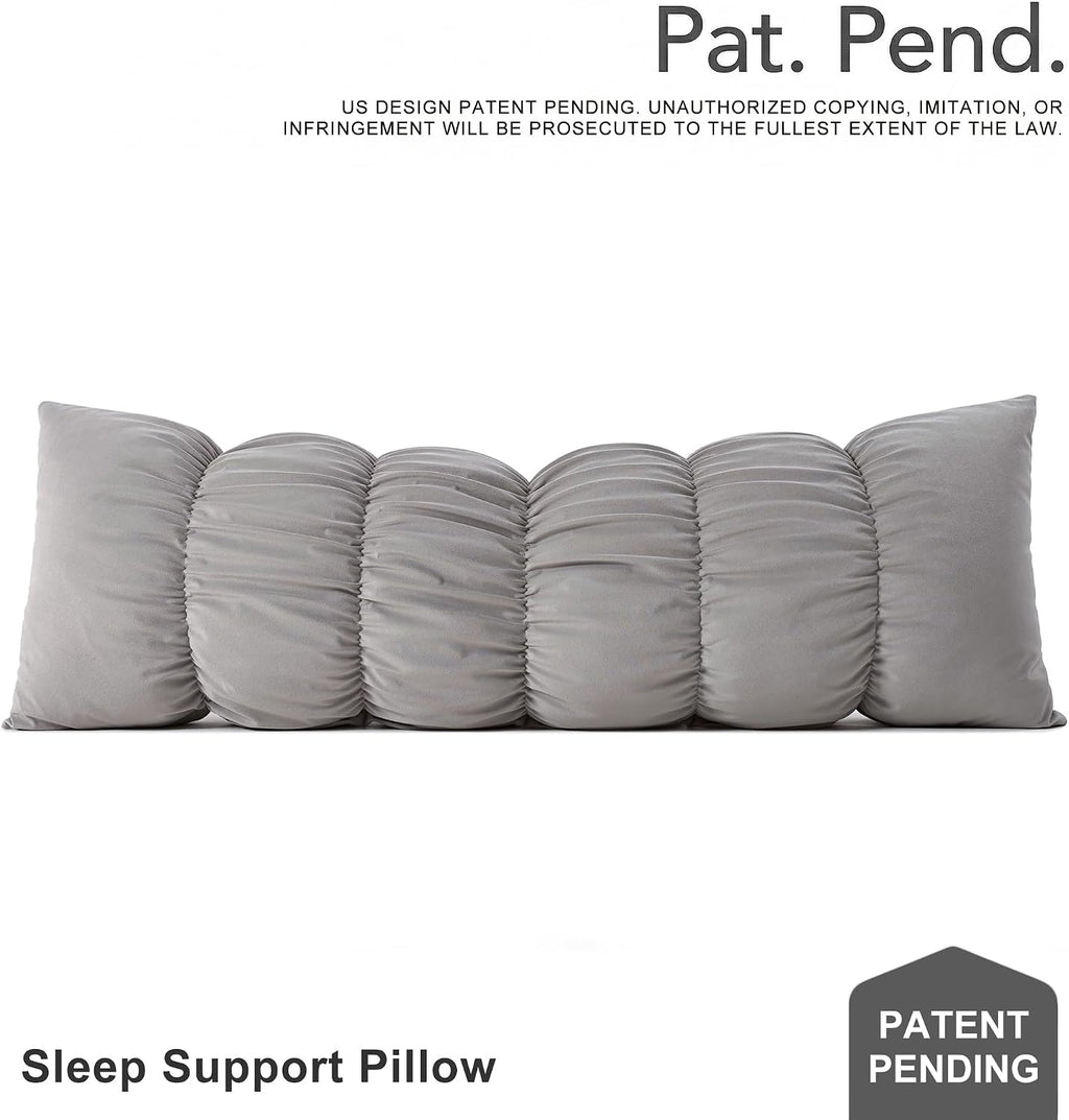 Ailuteie Pat. Pend.Long Bed Pillow for Adults and Side Sleepers with Segmented Design, Soft Velvet Body Pillow with Removable Washable Pill…