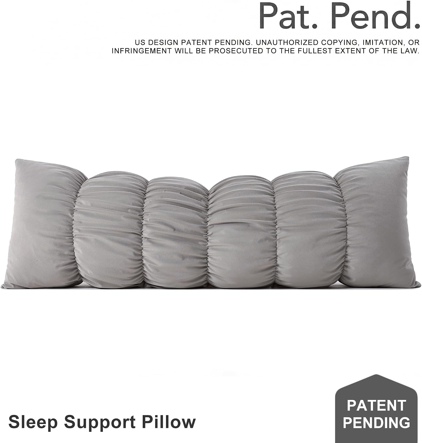 Ailuteie Pat. Pend.Long Bed Pillow for Adults and Side Sleepers with Segmented Design, Soft Velvet Body Pillow with Removable Washable Pill…
