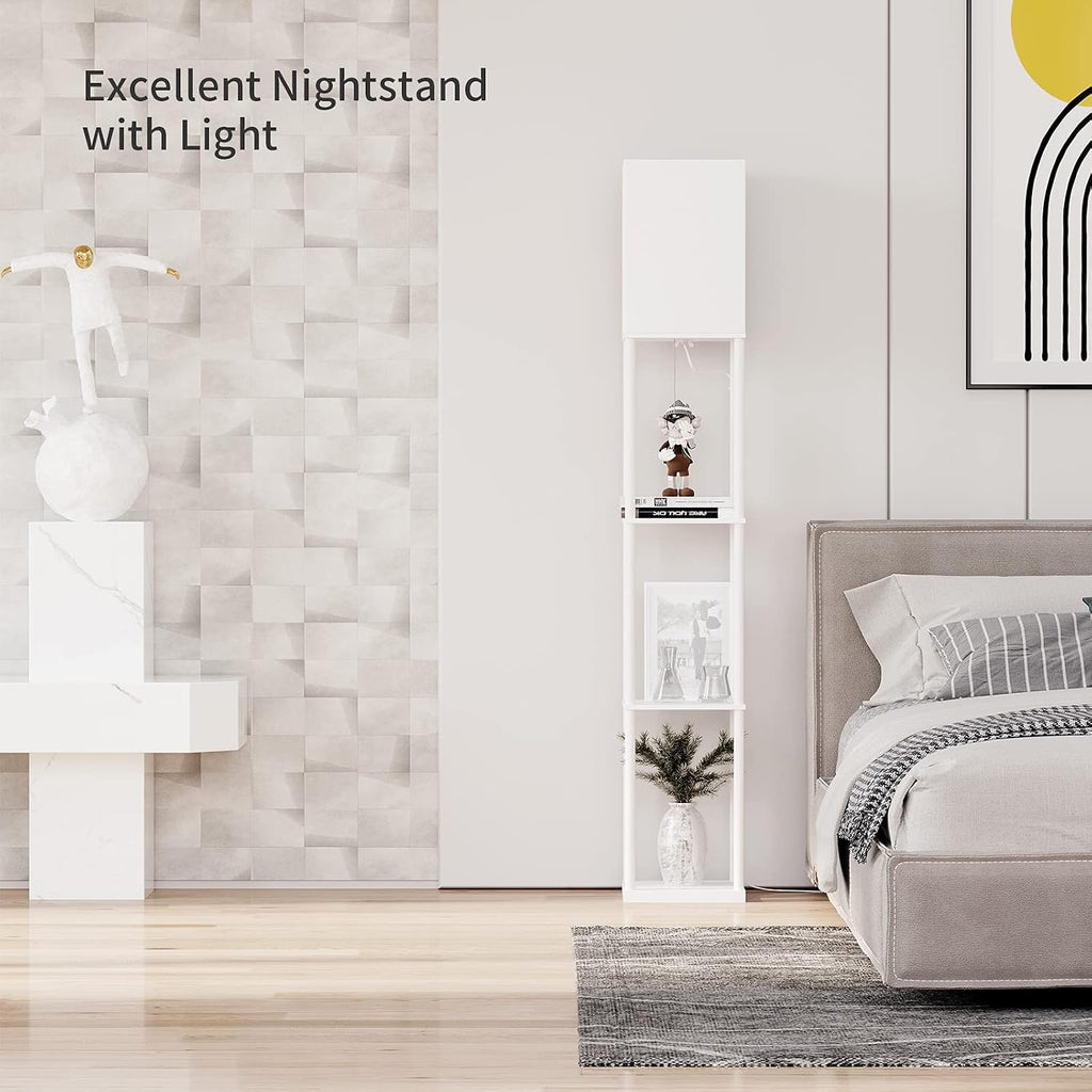 SUNMORY Floor Lamp with Shelves, Modern Square Standing Lamp with 3 Color Temperature Bulb, Corner Display Bookshelf Lamp for Living Room…