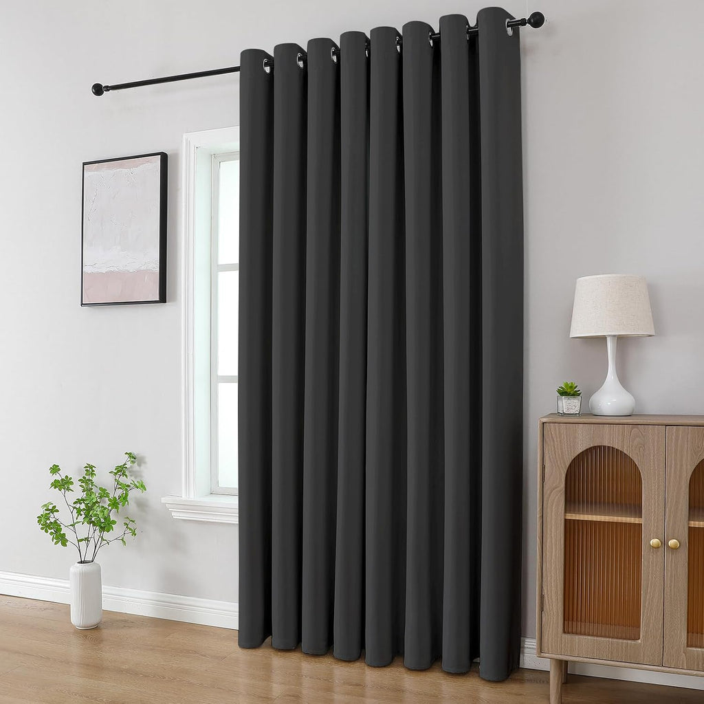 Cucraf Dark Grey Blackout Curtains 96 inch Length 2 Panels Set, Room Darkening Drapes for Living Room Bedroom, Thermal Insulated Light Bloc…
