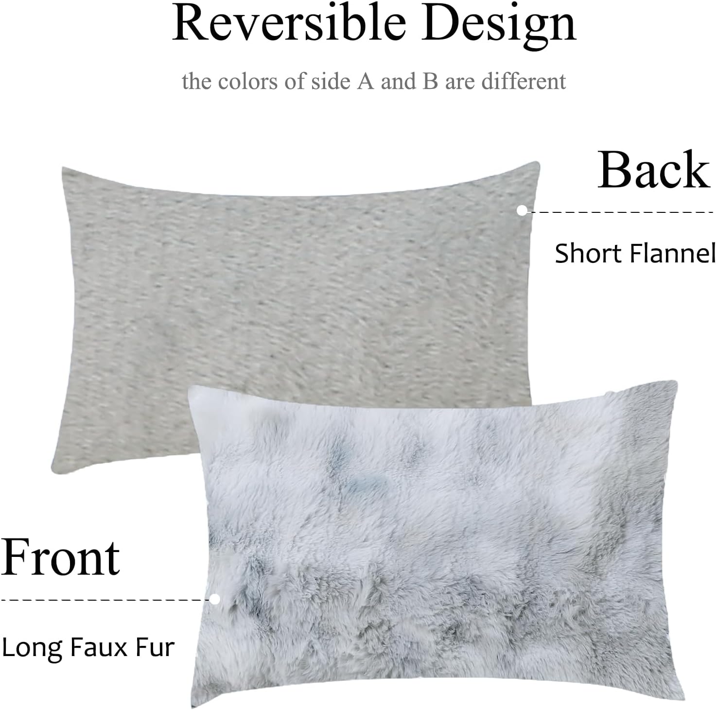 Chumerry Gray Fluffy Body Pillow Cover Faux Fur Pillowcase Extra Soft Fuzzy Plush Long Pillow Cover Gradient Gray Shaggy Body Pillow Case f…